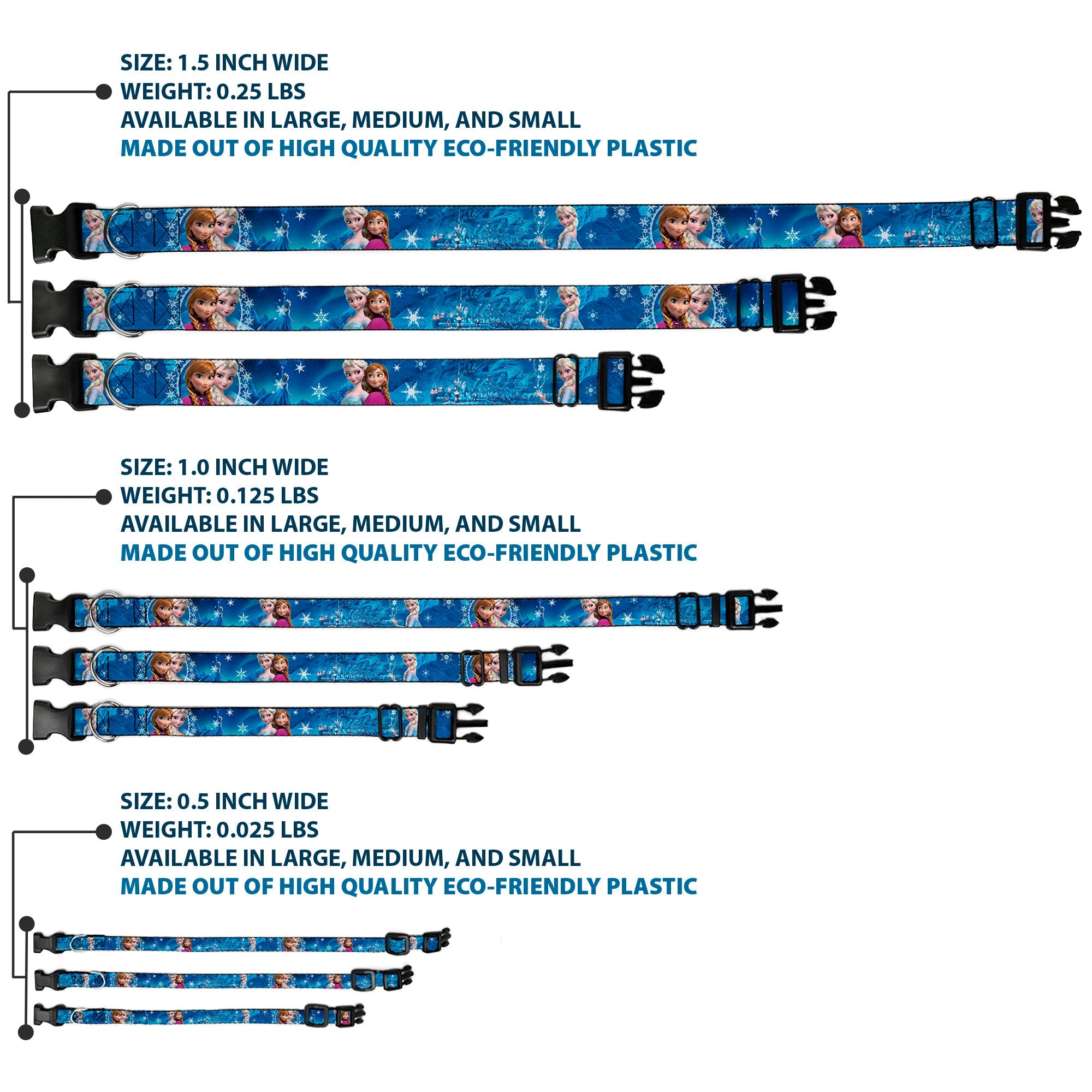 Plastic Clip Collar - Anna & Elsa Poses/Castle & Mountains Blues