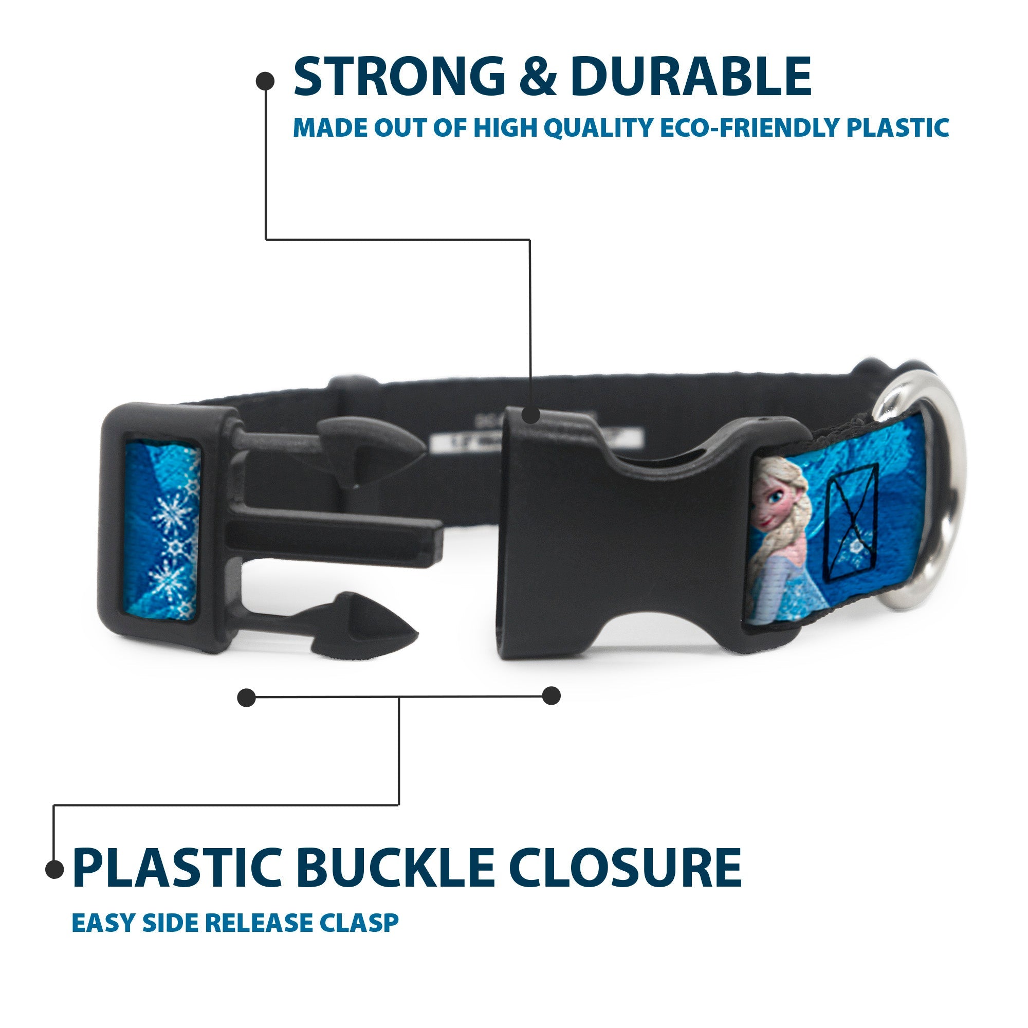 Plastic Clip Collar - Anna & Elsa Poses/Castle & Mountains Blues