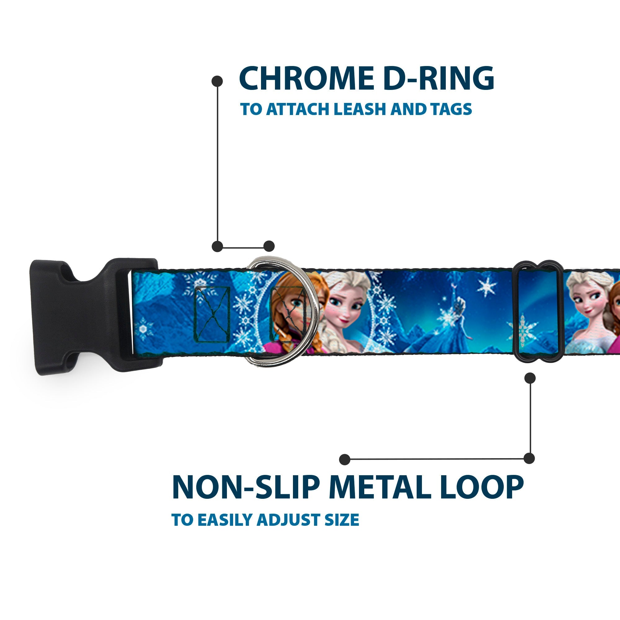 Plastic Clip Collar - Anna & Elsa Poses/Castle & Mountains Blues
