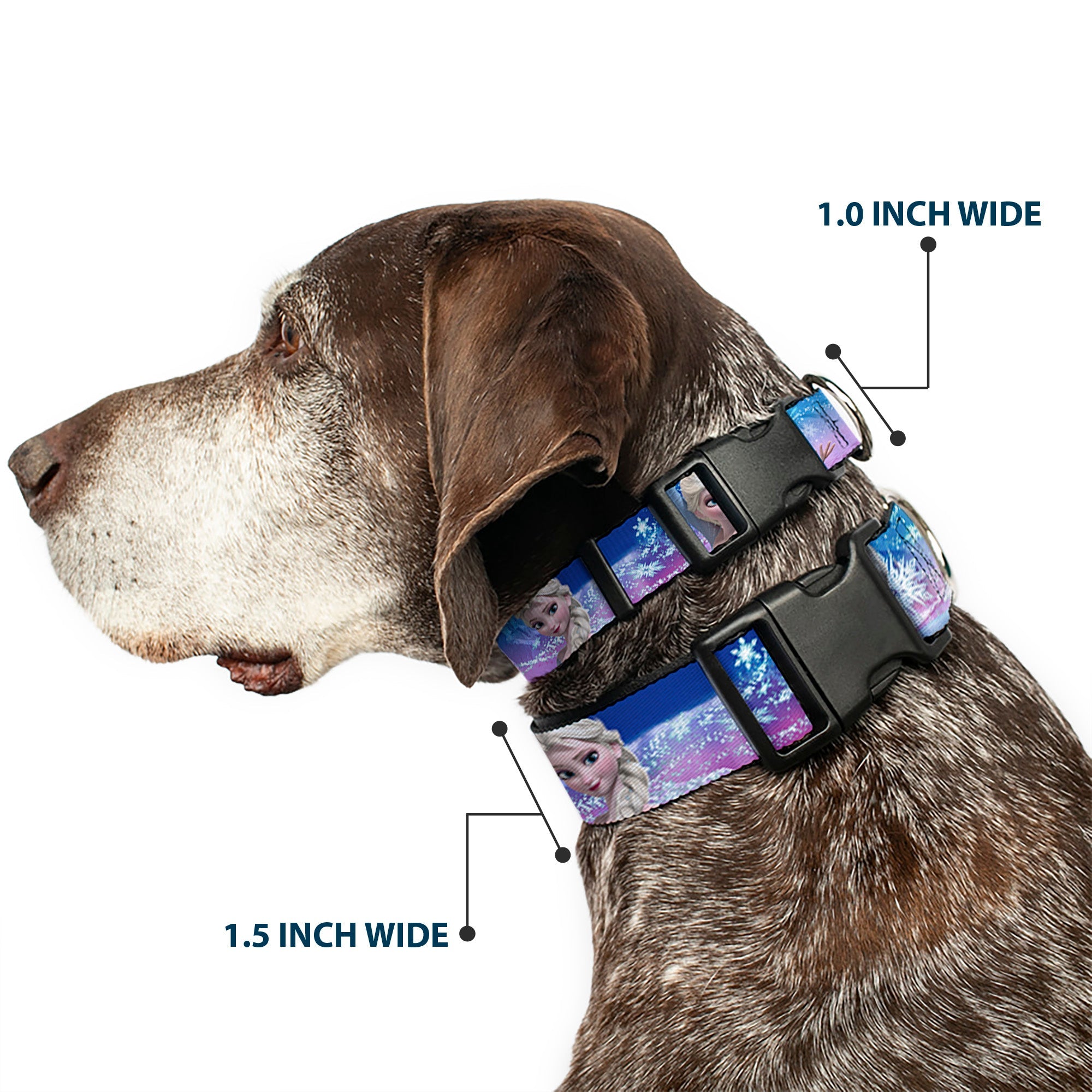 Plastic Clip Collar - Elsa the Snow Queen Poses/Castle & Snowy Mountains Blue-Pink Fade