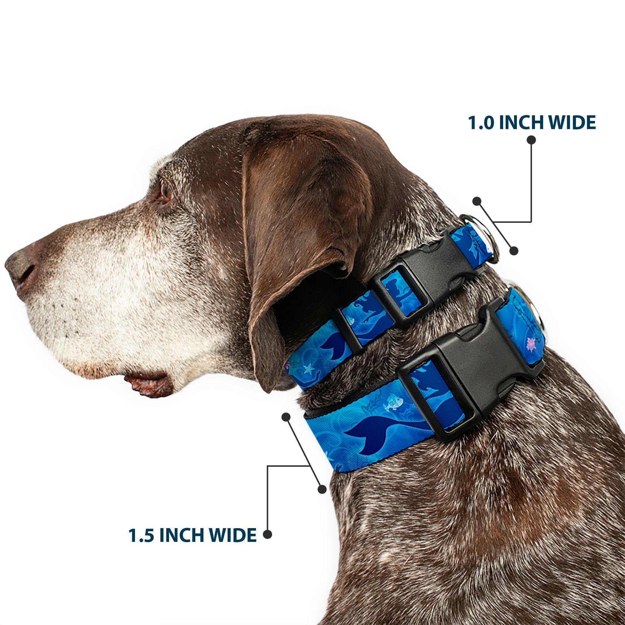 Plastic Clip Collar - Ariel Silhouette Poses/Castle Blues