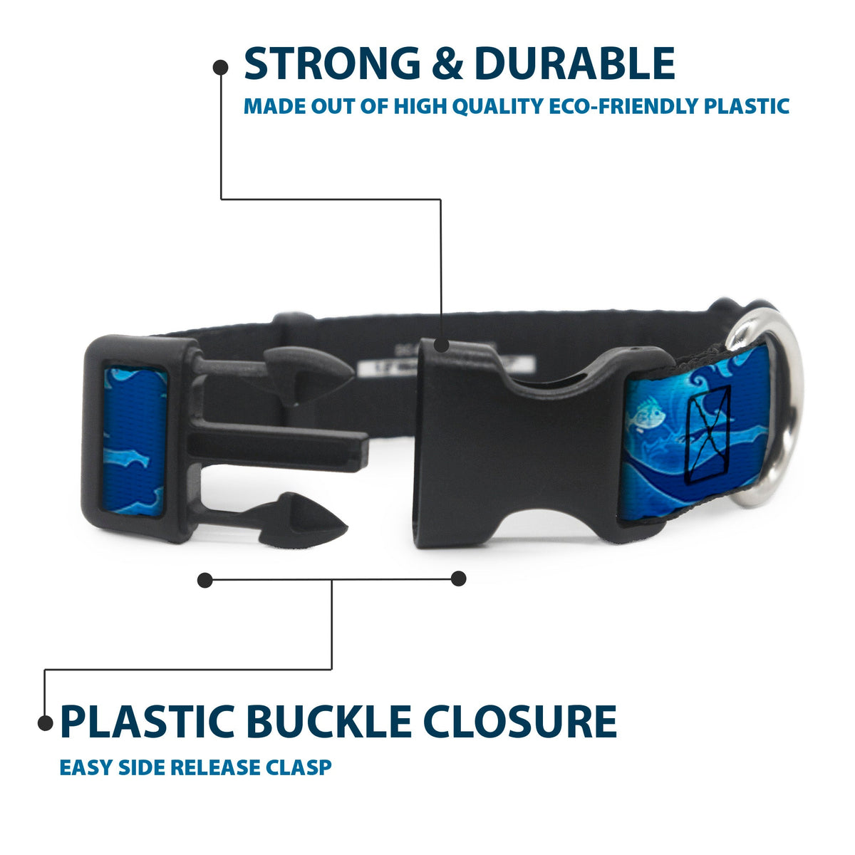 Plastic Clip Collar - Ariel Silhouette Poses/Castle Blues