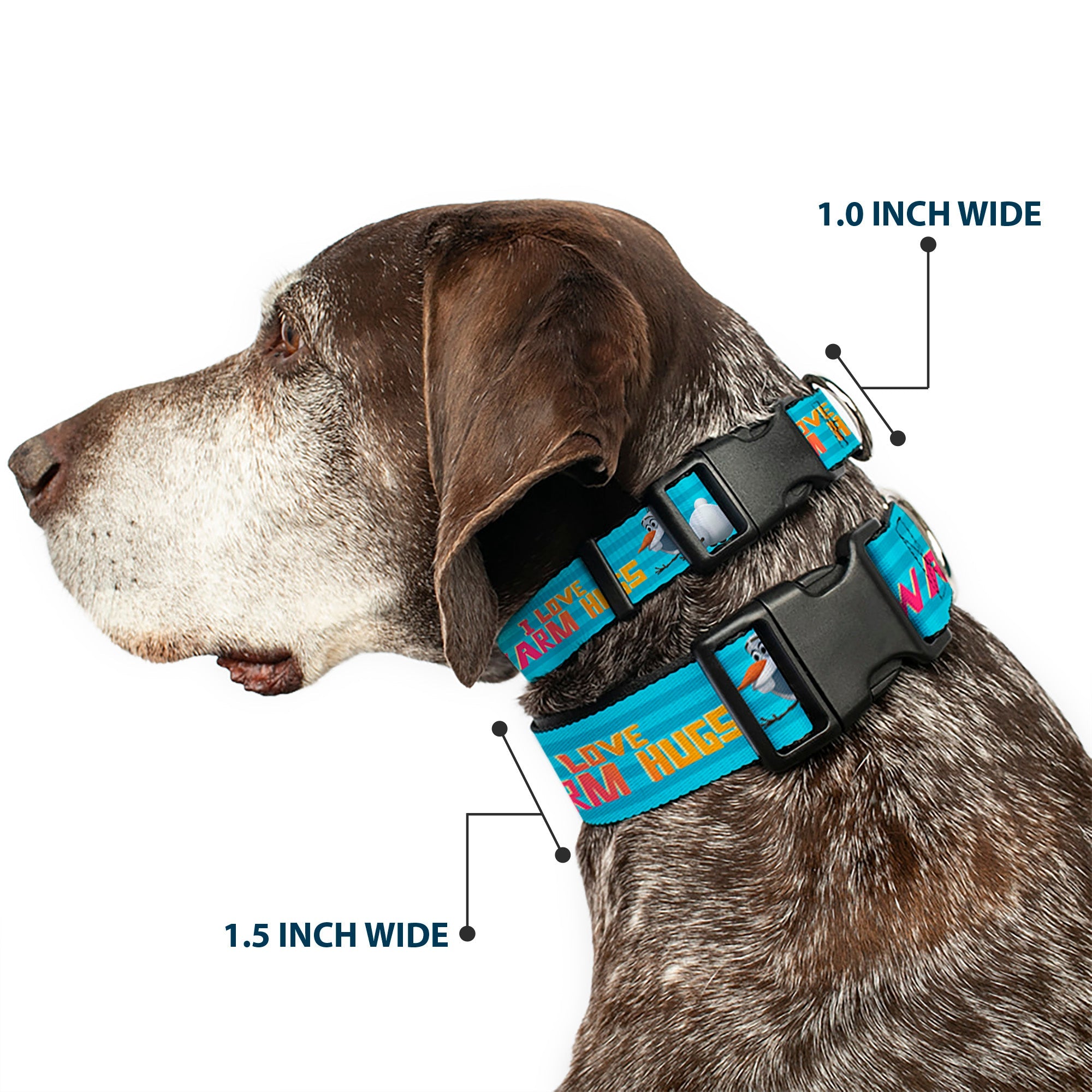 Plastic Clip Collar - Olaf Pose I LOVE WARM HUGS Stripe Blues