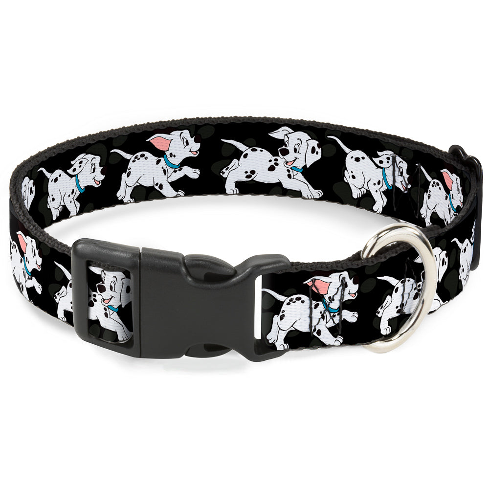 Plastic Clip Collar - Dalmatians Running/Paws Black/Gray/White/Black