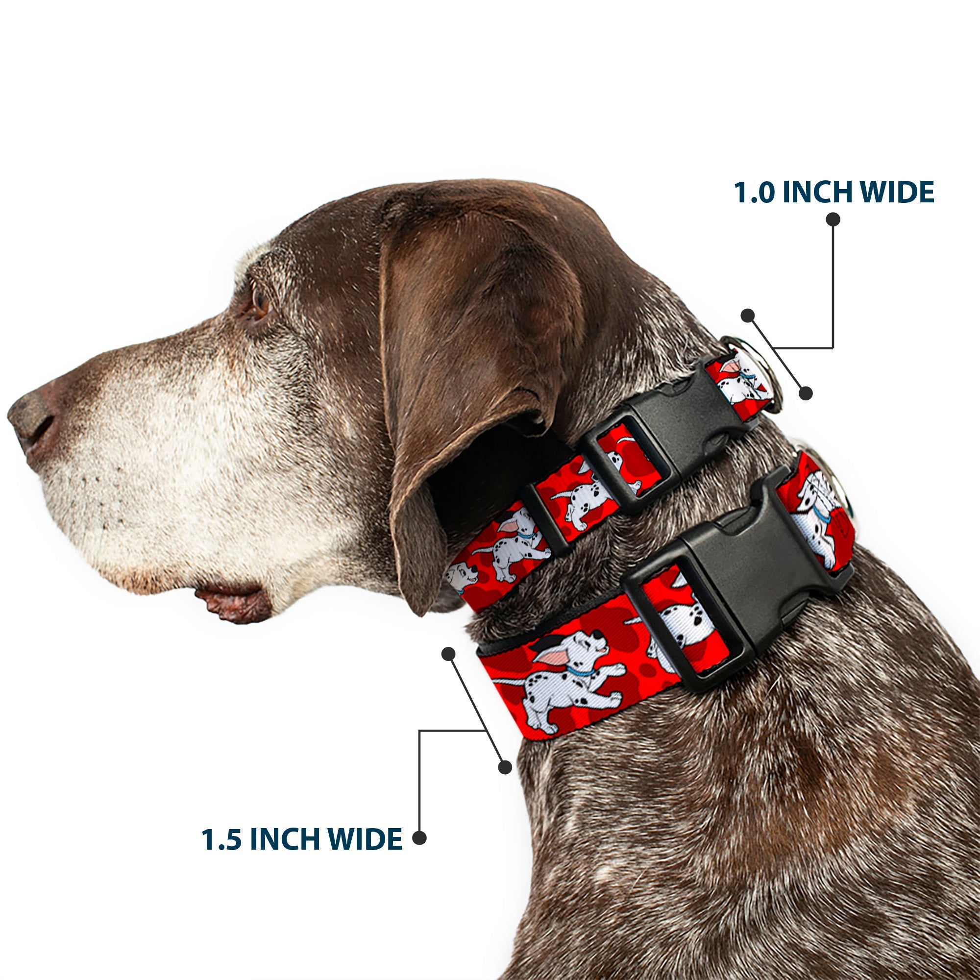 Plastic Clip Collar - Dalmatians Running/Paws Reds/White/Black