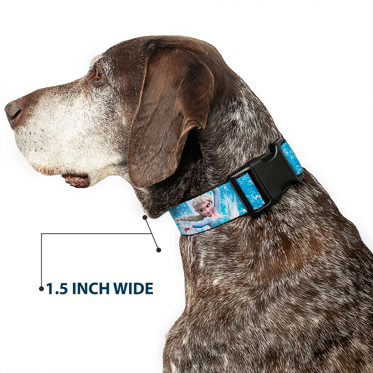 Plastic Clip Collar - Frozen Elsa Face/Action Pose/Snowflakes Blues/White