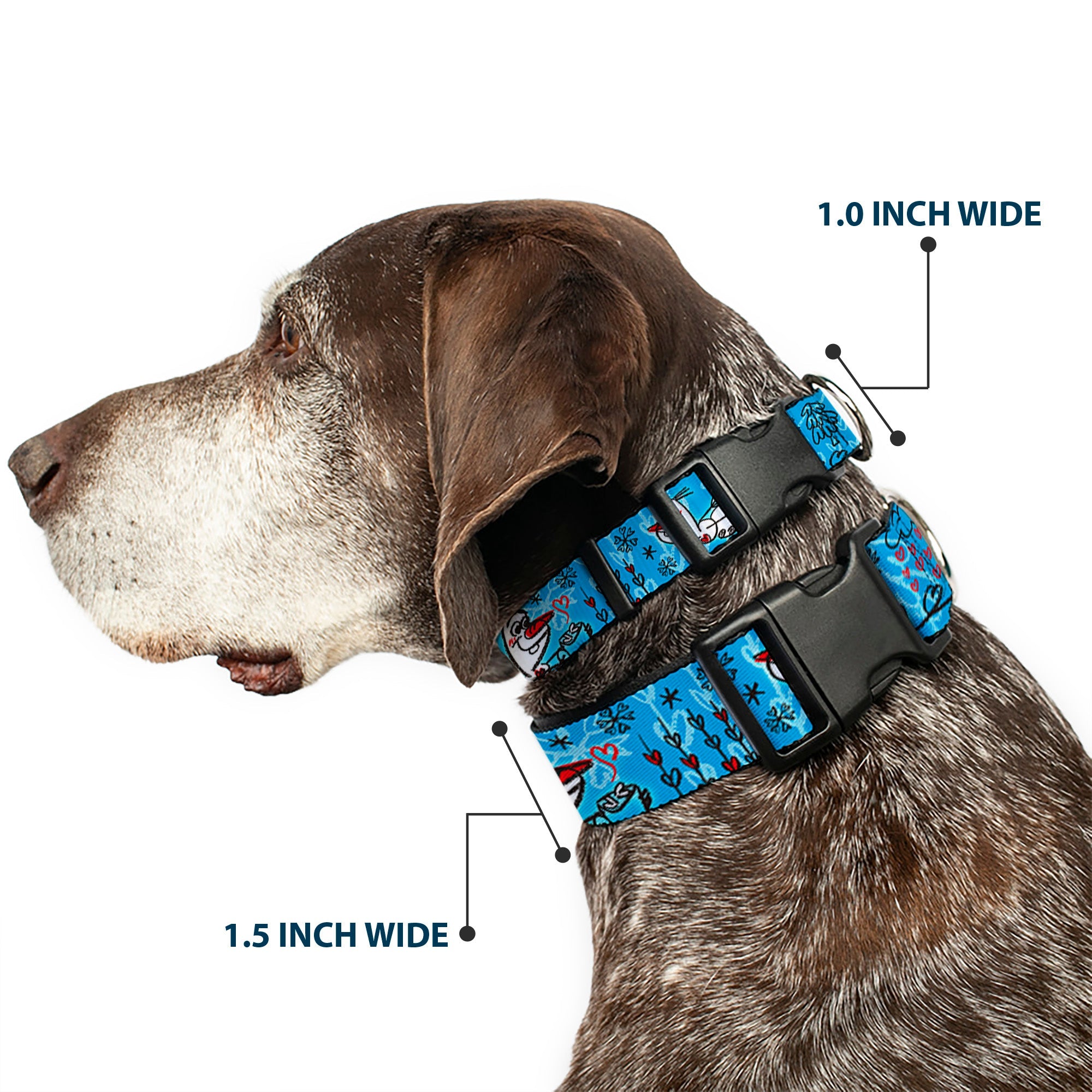 Plastic Clip Collar - Olaf Heart Raindrop Sketch Blues/Black