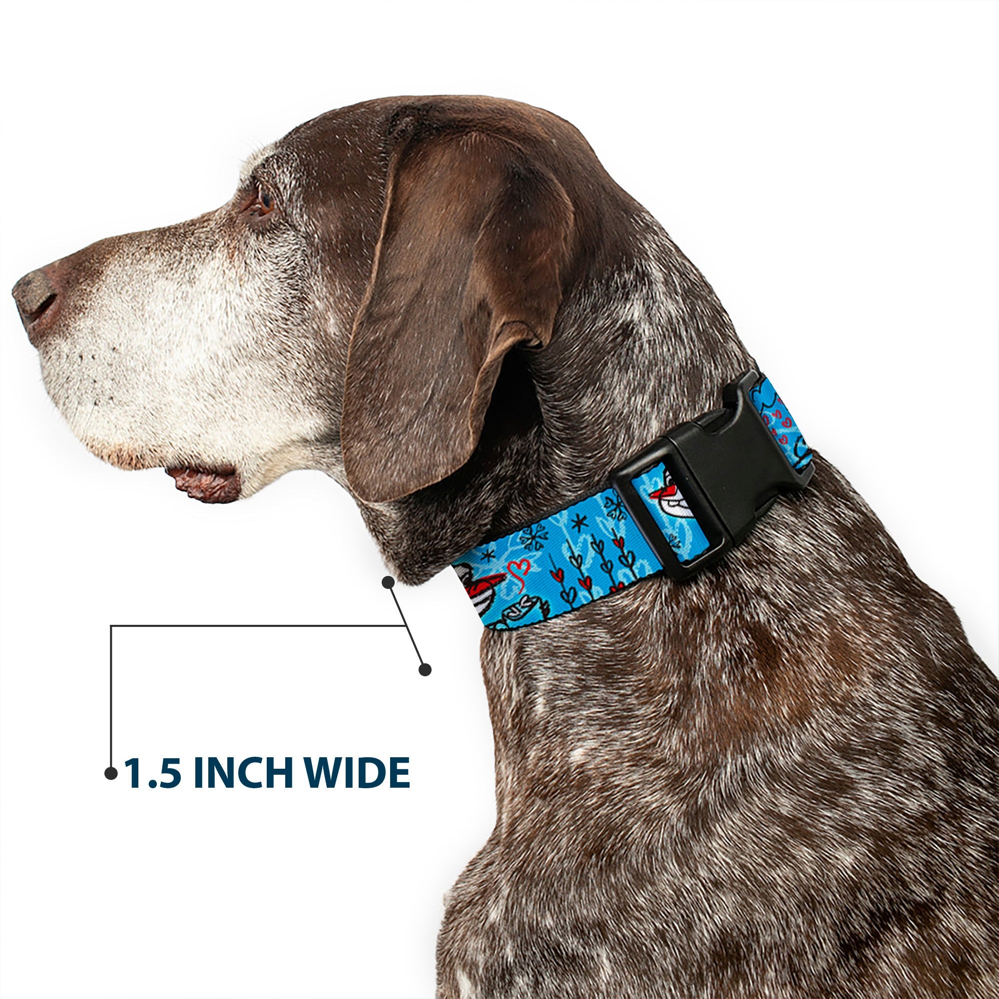 Plastic Clip Collar - Olaf Heart Raindrop Sketch Blues/Black