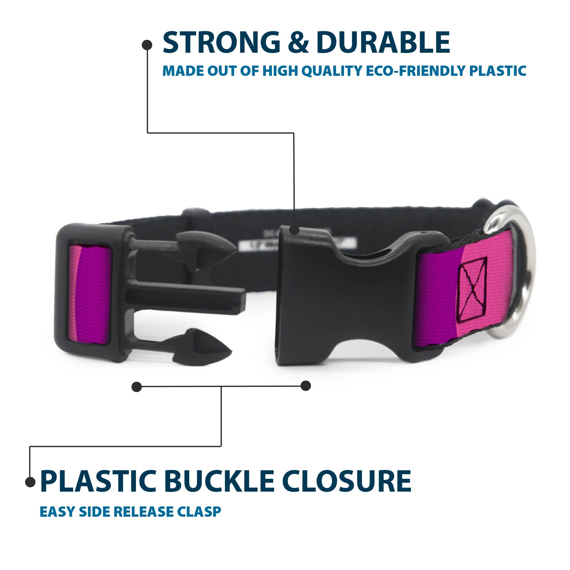 Plastic Clip Collar - Cheshire Cat Stripe Pink/Purple