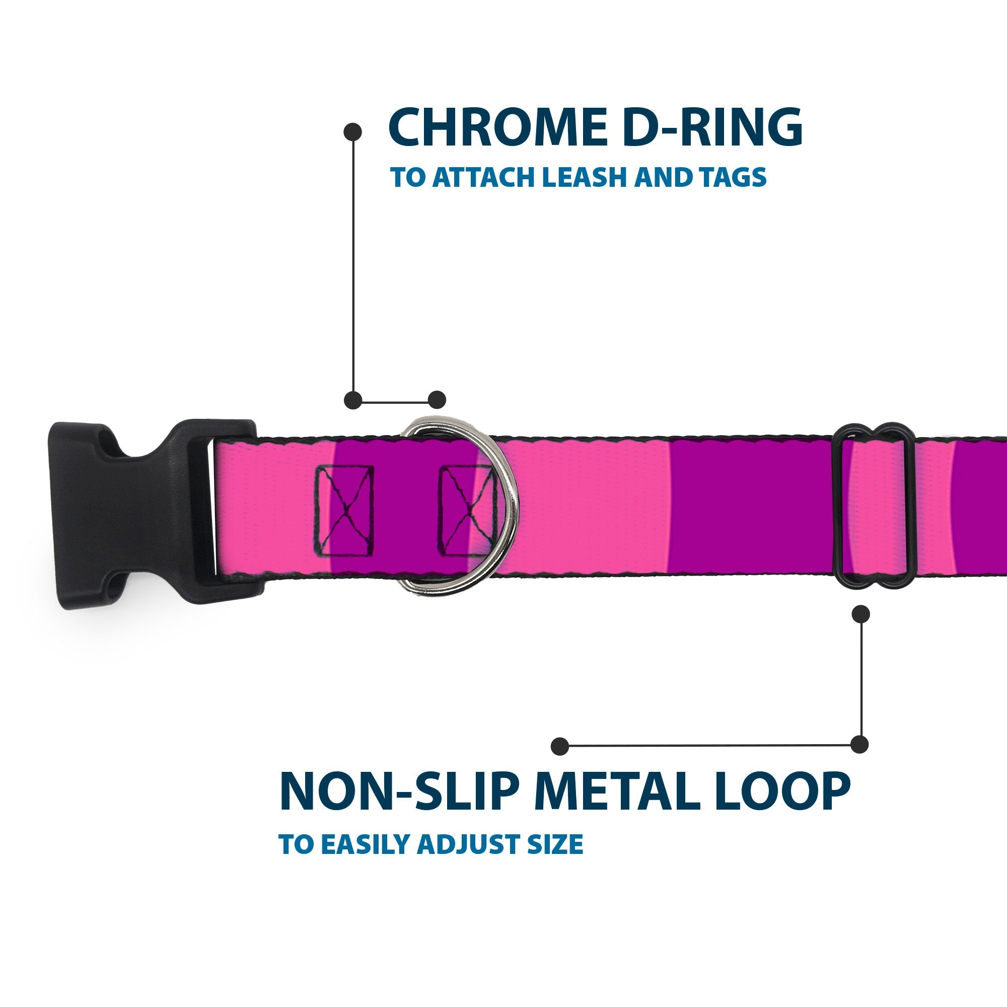 Plastic Clip Collar - Cheshire Cat Stripe Pink/Purple