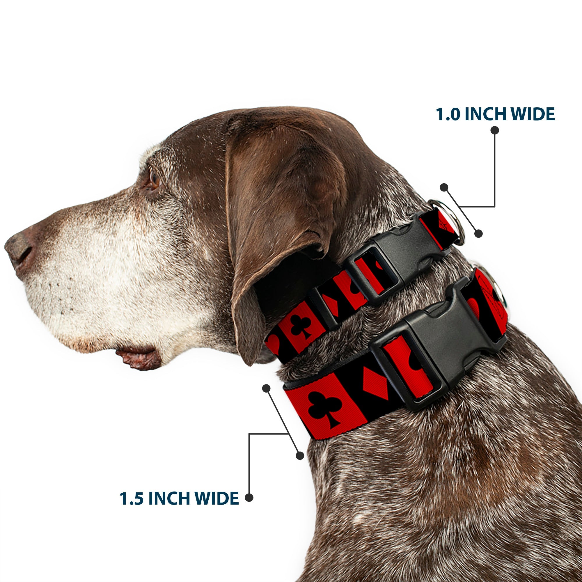 Plastic Clip Collar - Alice in Wonderland Card Suits Red/Black