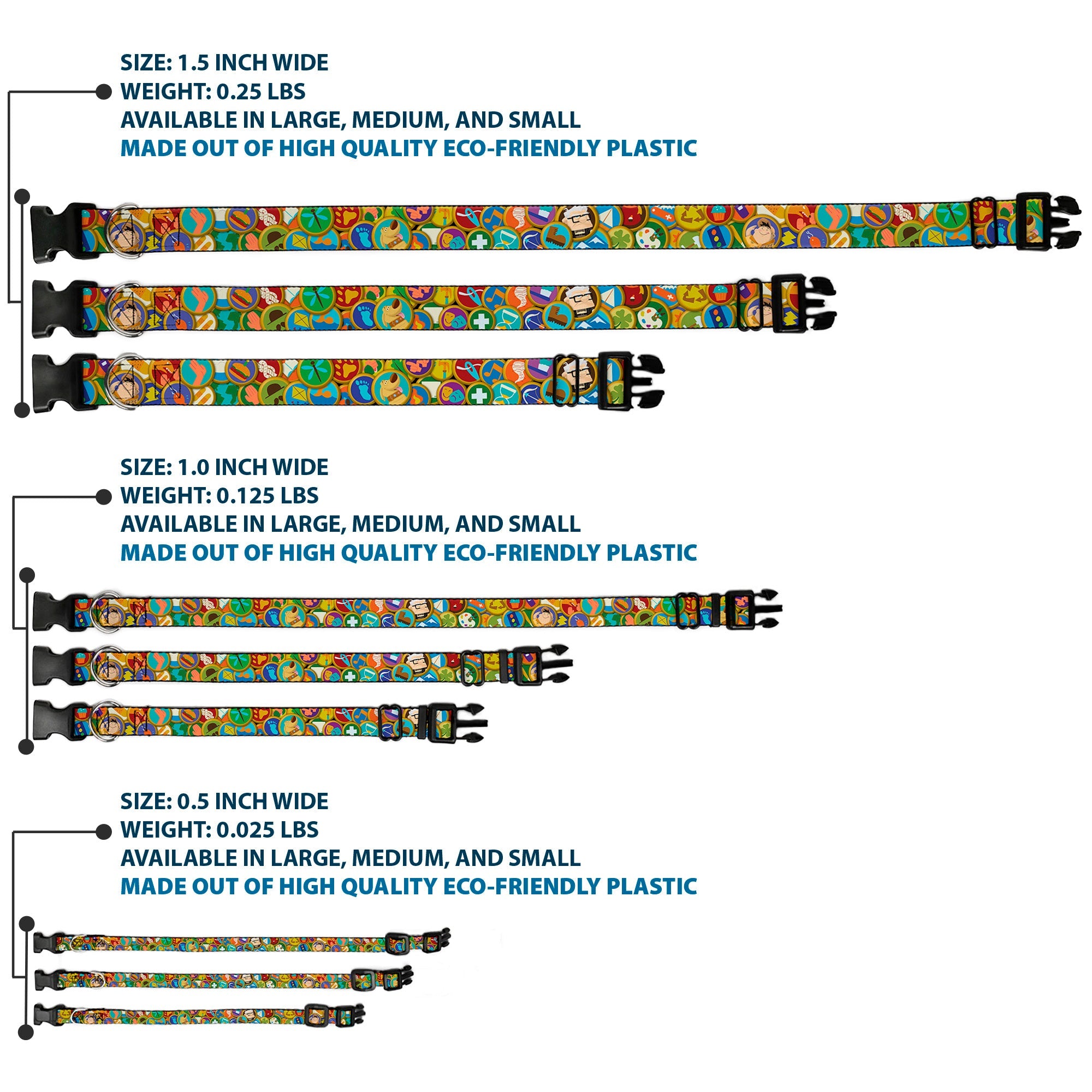 Plastic Clip Collar - Stacked Wilderness Explorers Badges