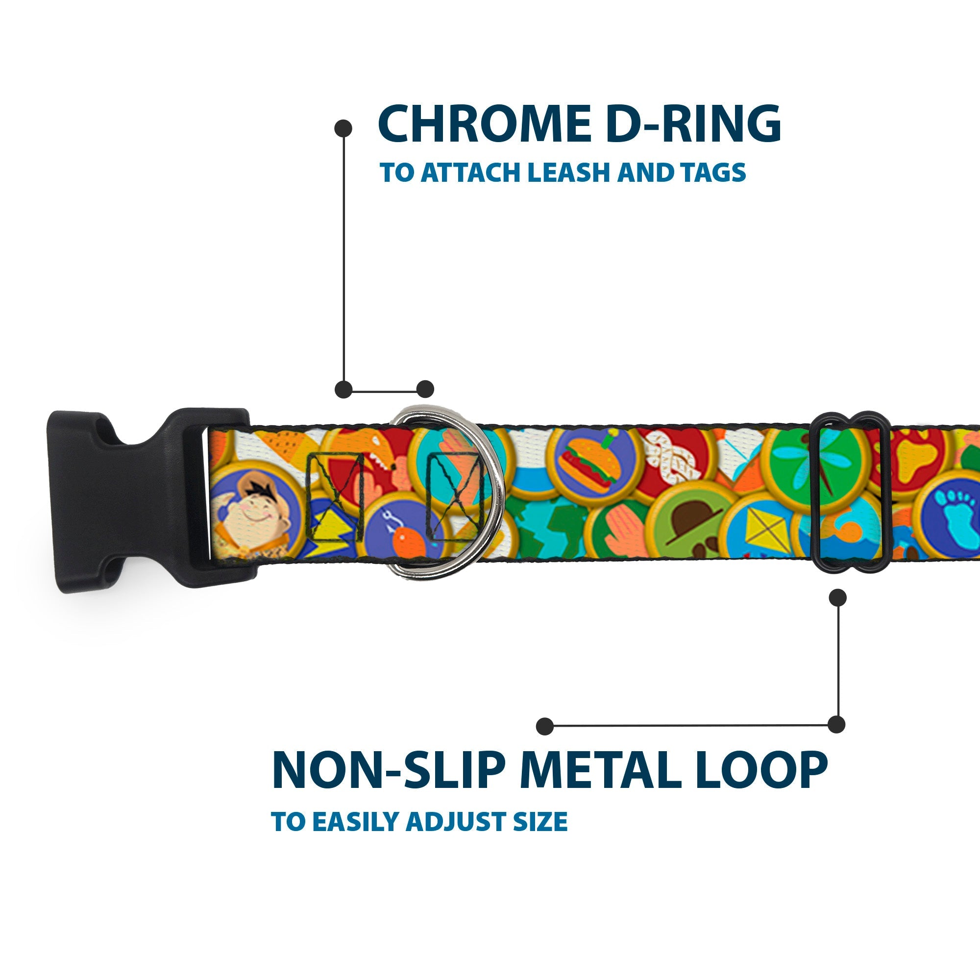 Plastic Clip Collar - Stacked Wilderness Explorers Badges