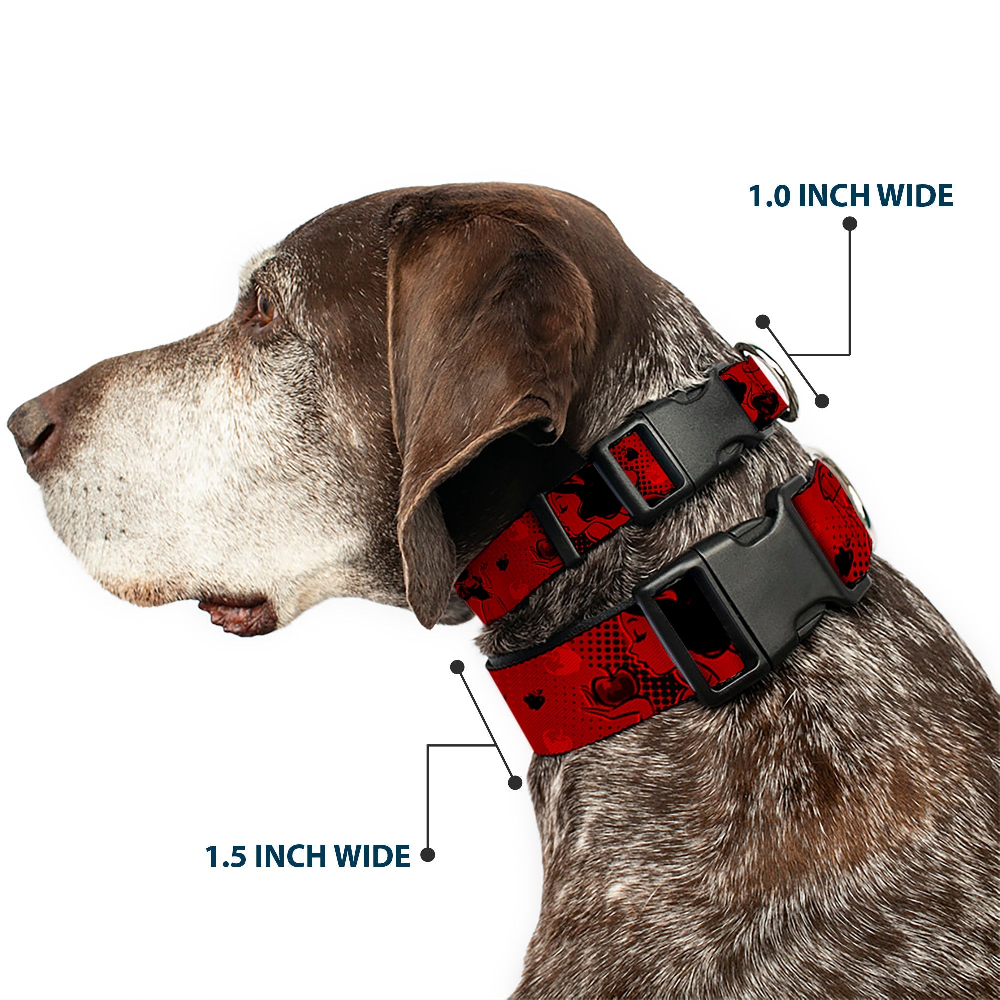 Plastic Clip Collar - SNOW WHITE Poses/Apple Halftone Reds/Black