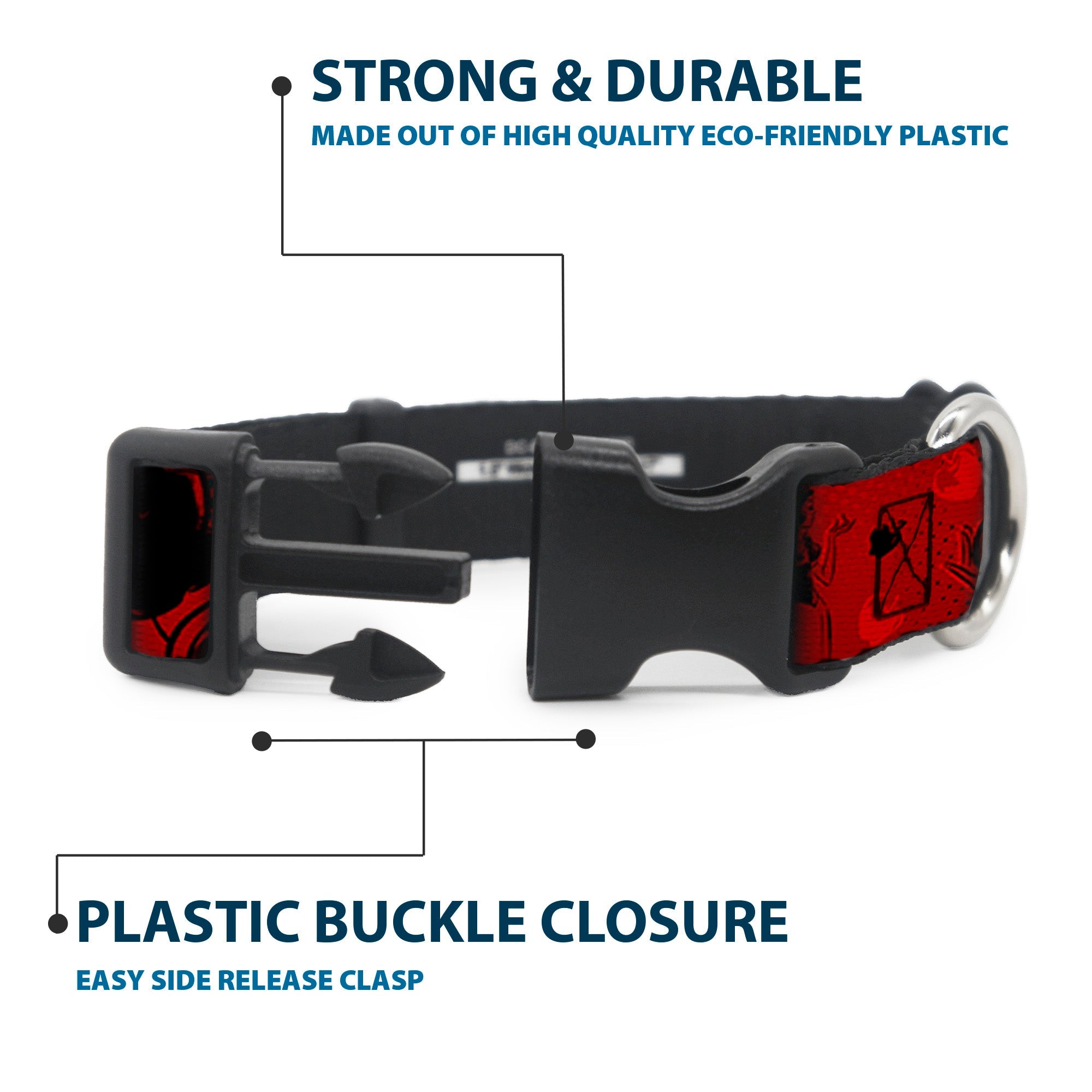 Plastic Clip Collar - SNOW WHITE Poses/Apple Halftone Reds/Black