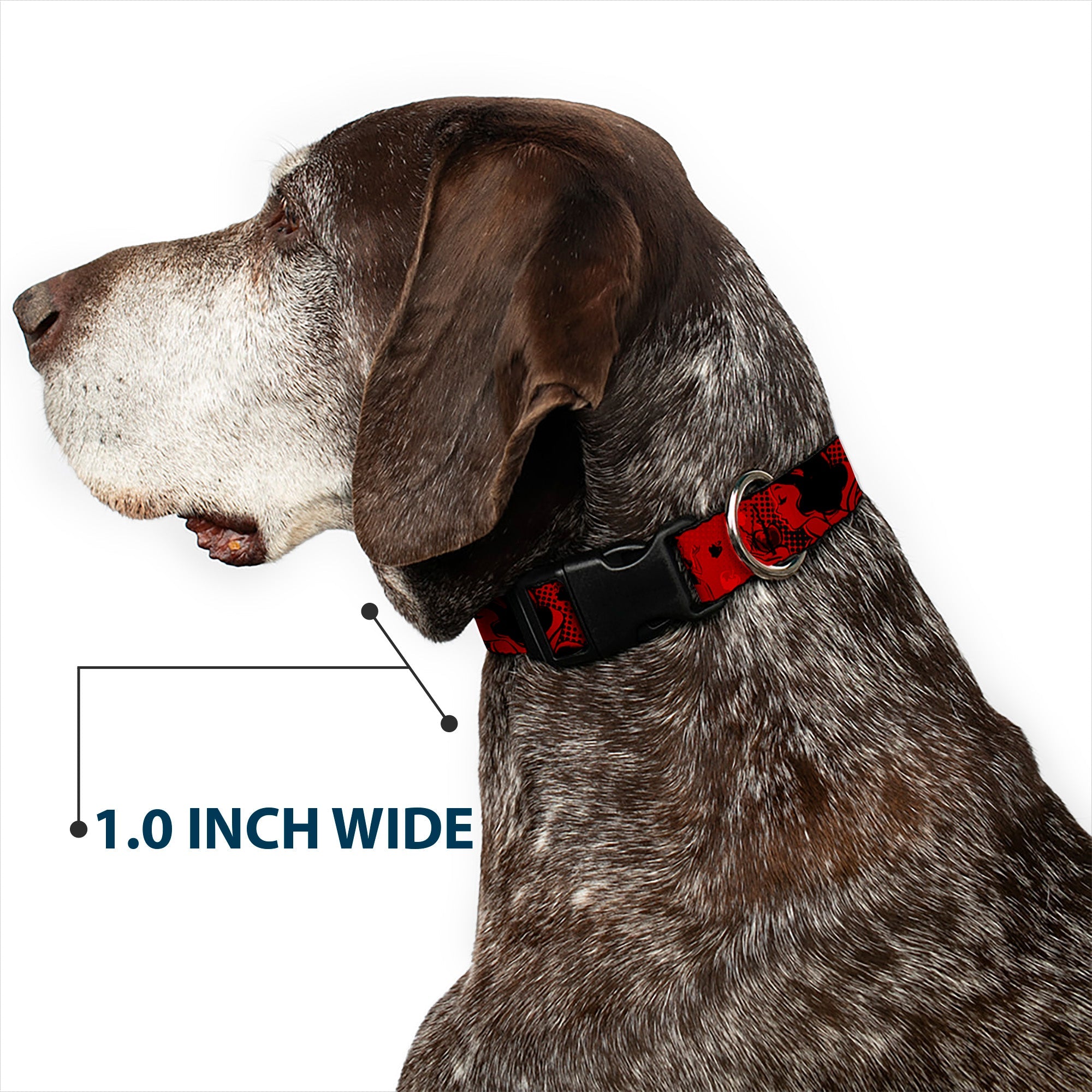 Plastic Clip Collar - SNOW WHITE Poses/Apple Halftone Reds/Black