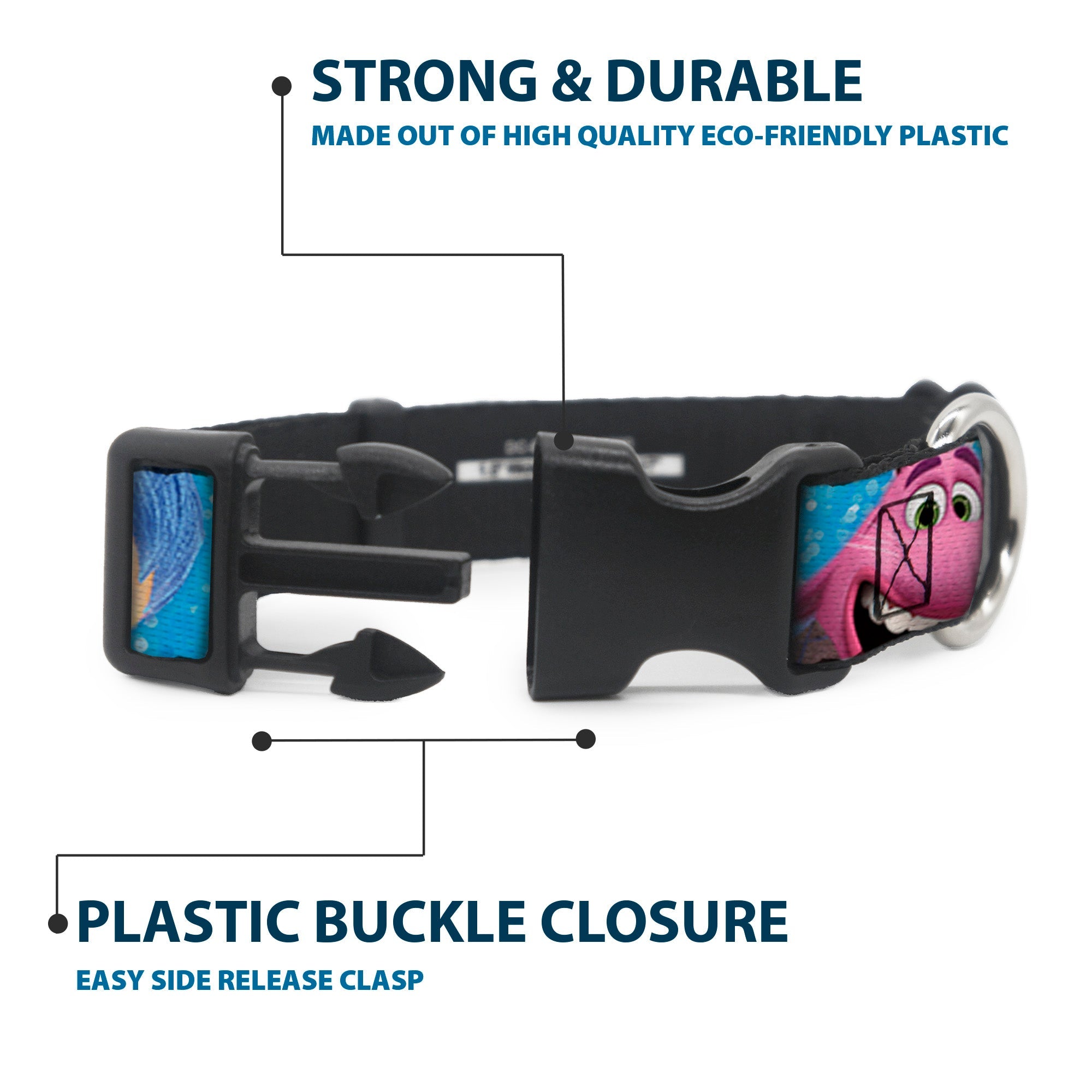 Plastic Clip Collar - INSIDE OUT 6-Character Pose Sparkle Blue/White