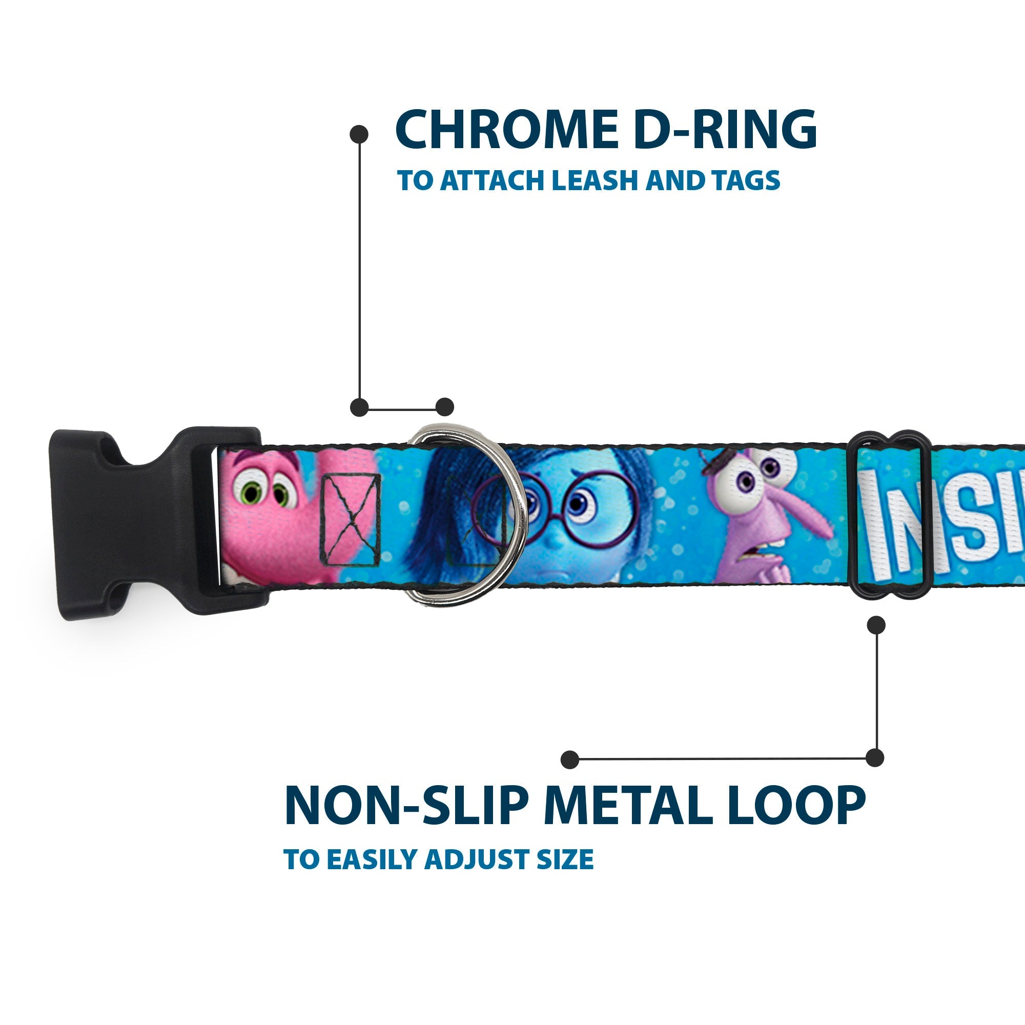Plastic Clip Collar - INSIDE OUT 6-Character Pose Sparkle Blue/White