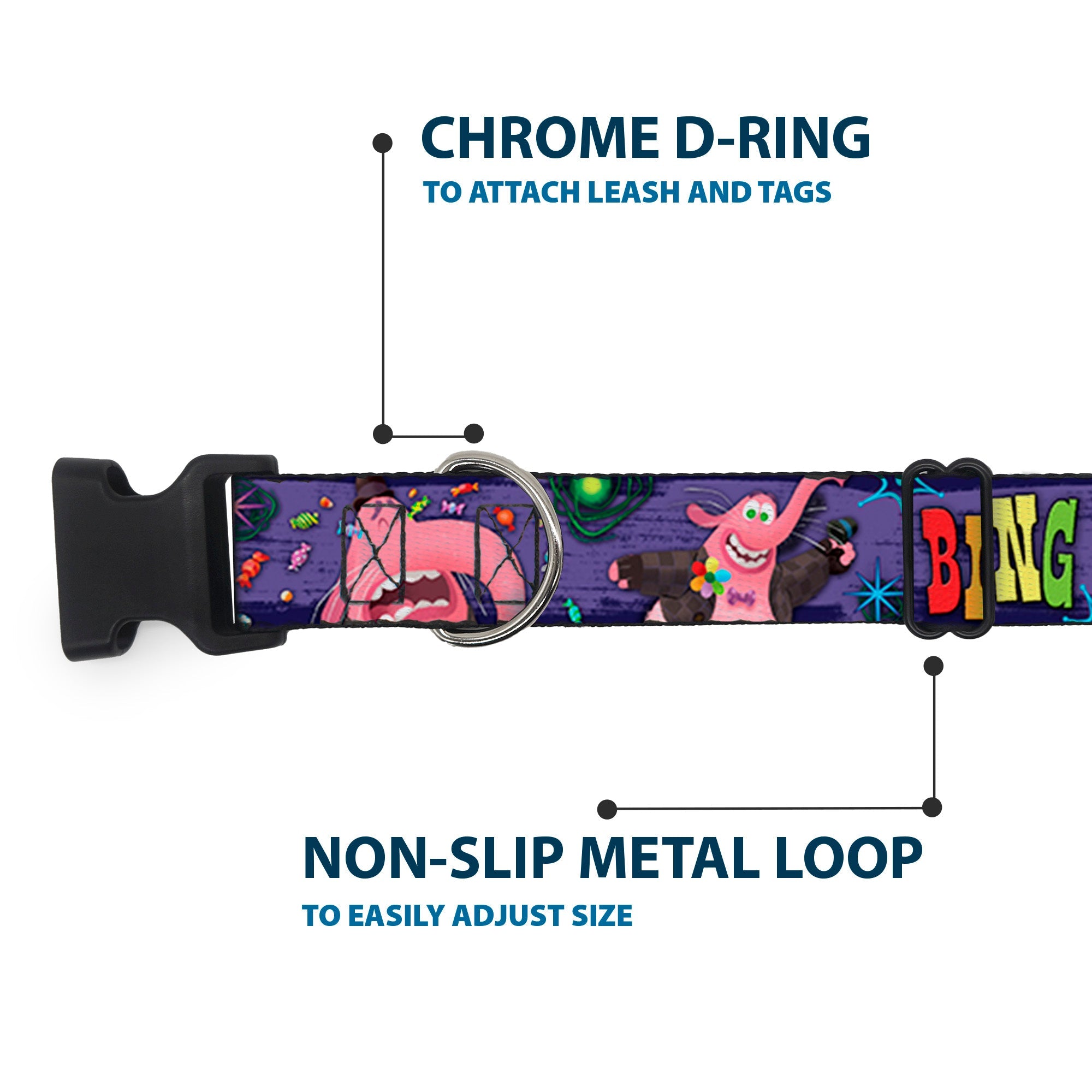 Plastic Clip Collar - BING BONG Poses/Candy Purples/Multi Color