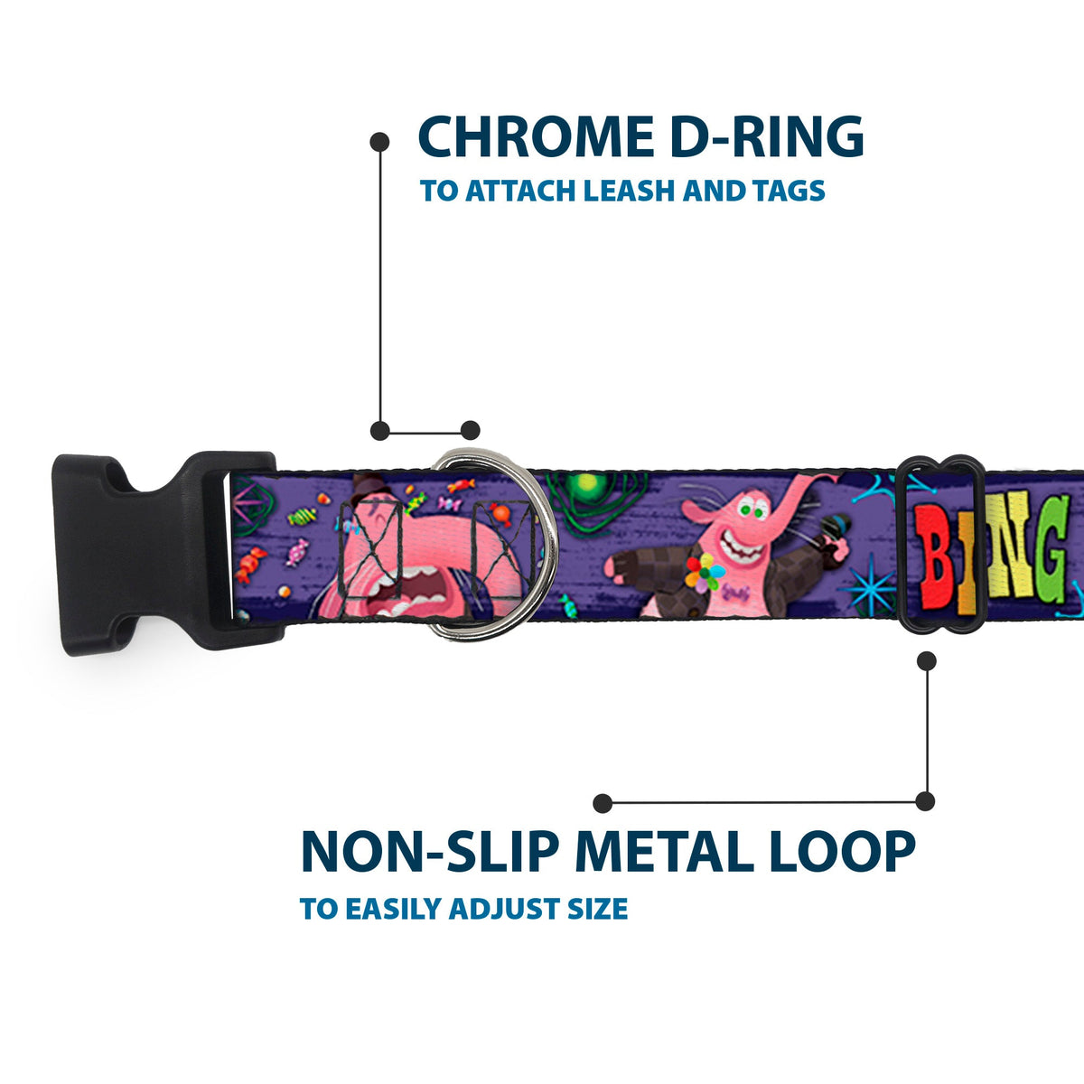 Plastic Clip Collar - BING BONG Poses/Candy Purples/Multi Color