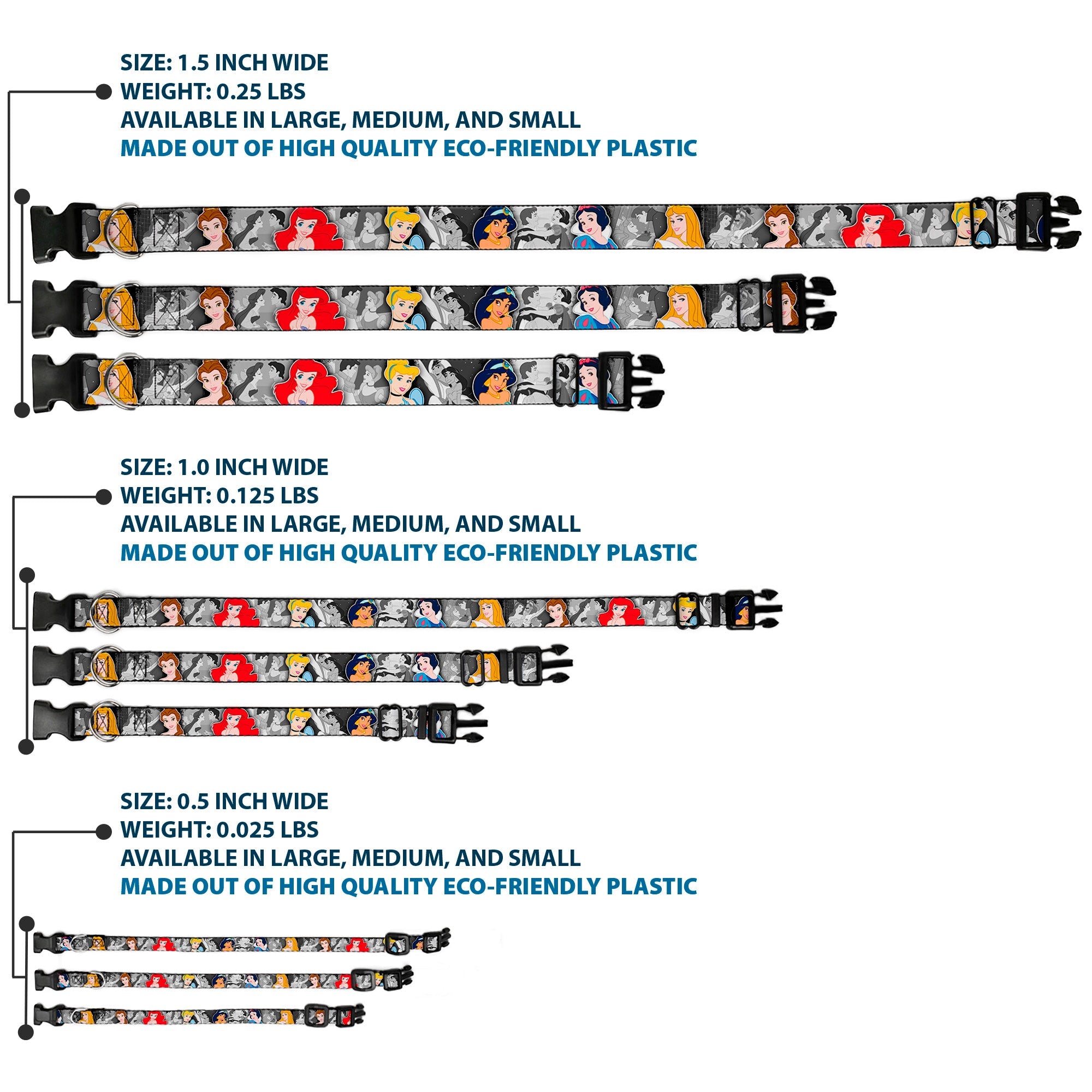 Plastic Clip Collar - Princess Pose/Princess & Prince Scene Grays/Multi Color