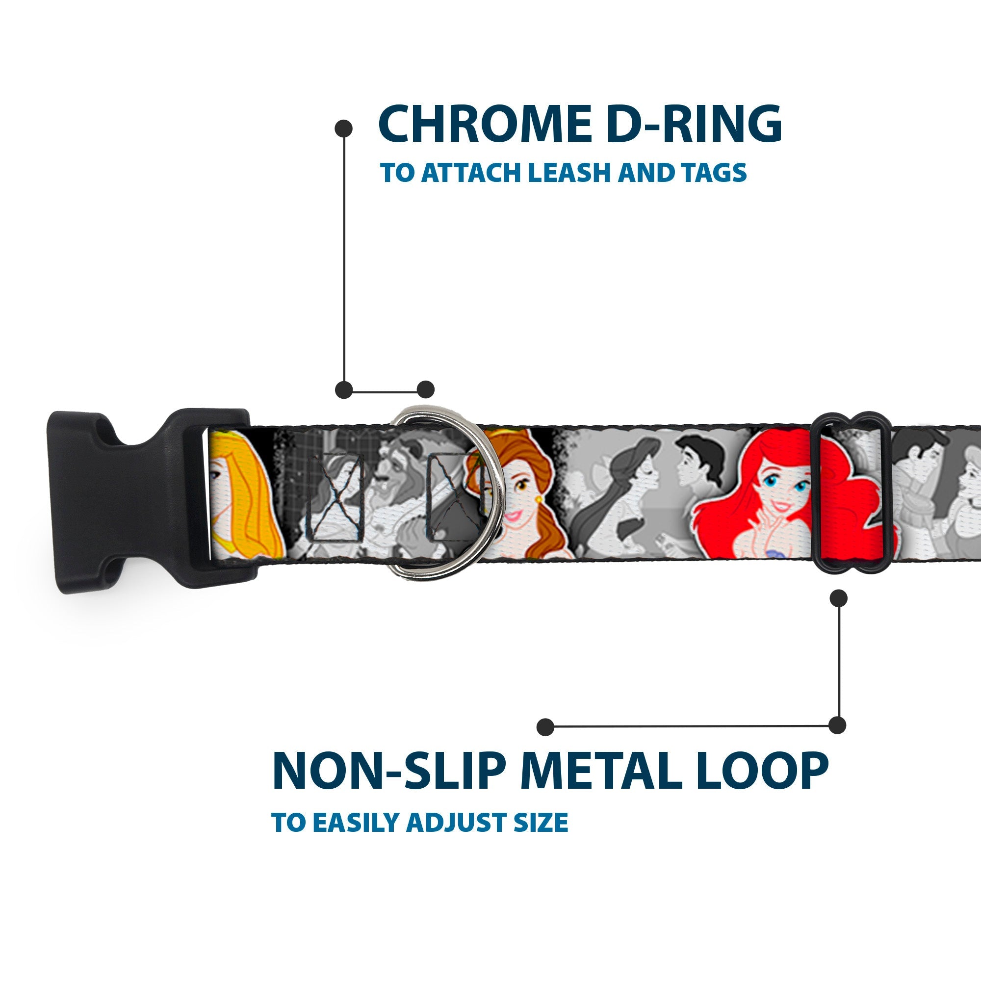 Plastic Clip Collar - Princess Pose/Princess & Prince Scene Grays/Multi Color