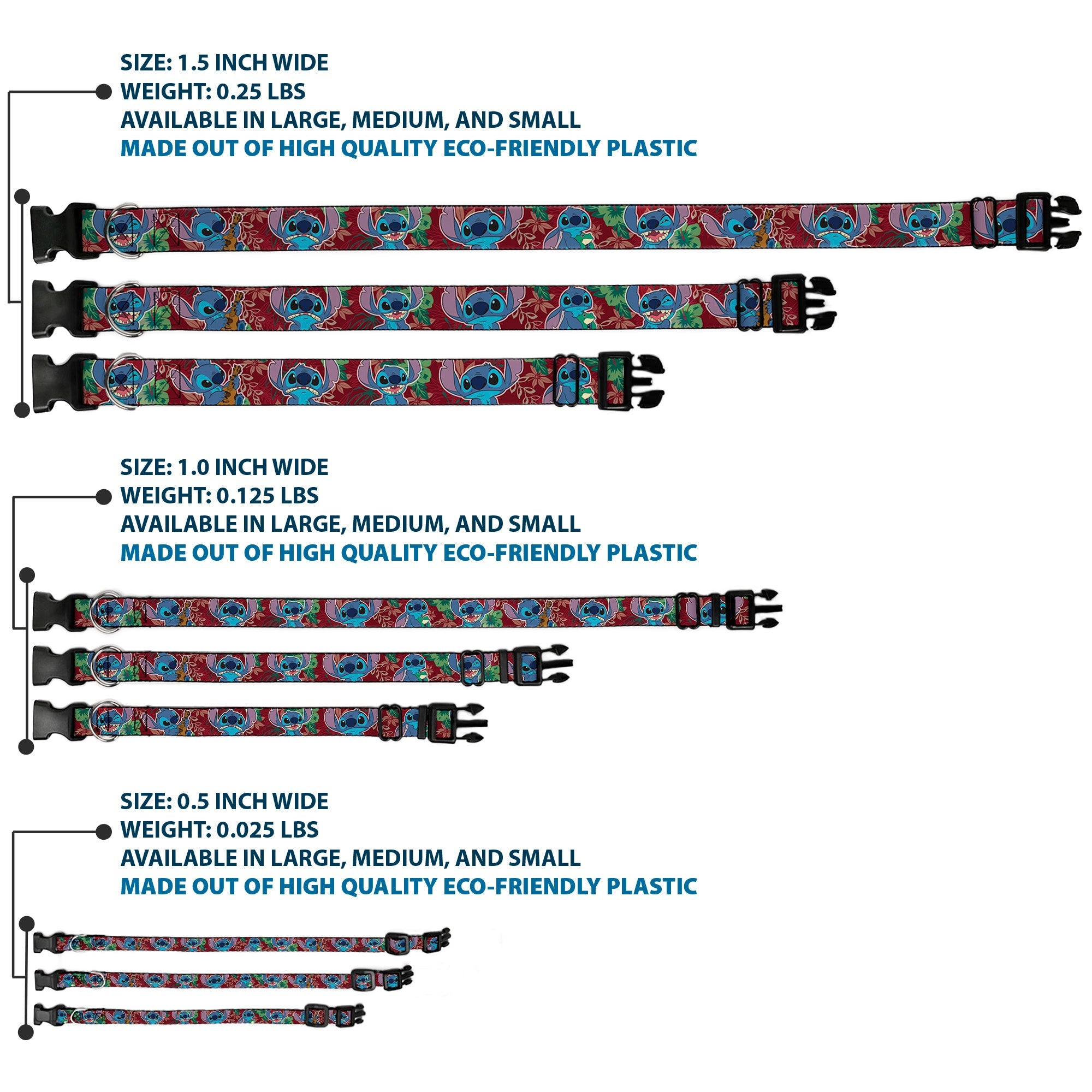 Plastic Clip Collar - Stitch 6-Expressions Tropical Flora Burgundy Reds/Greens