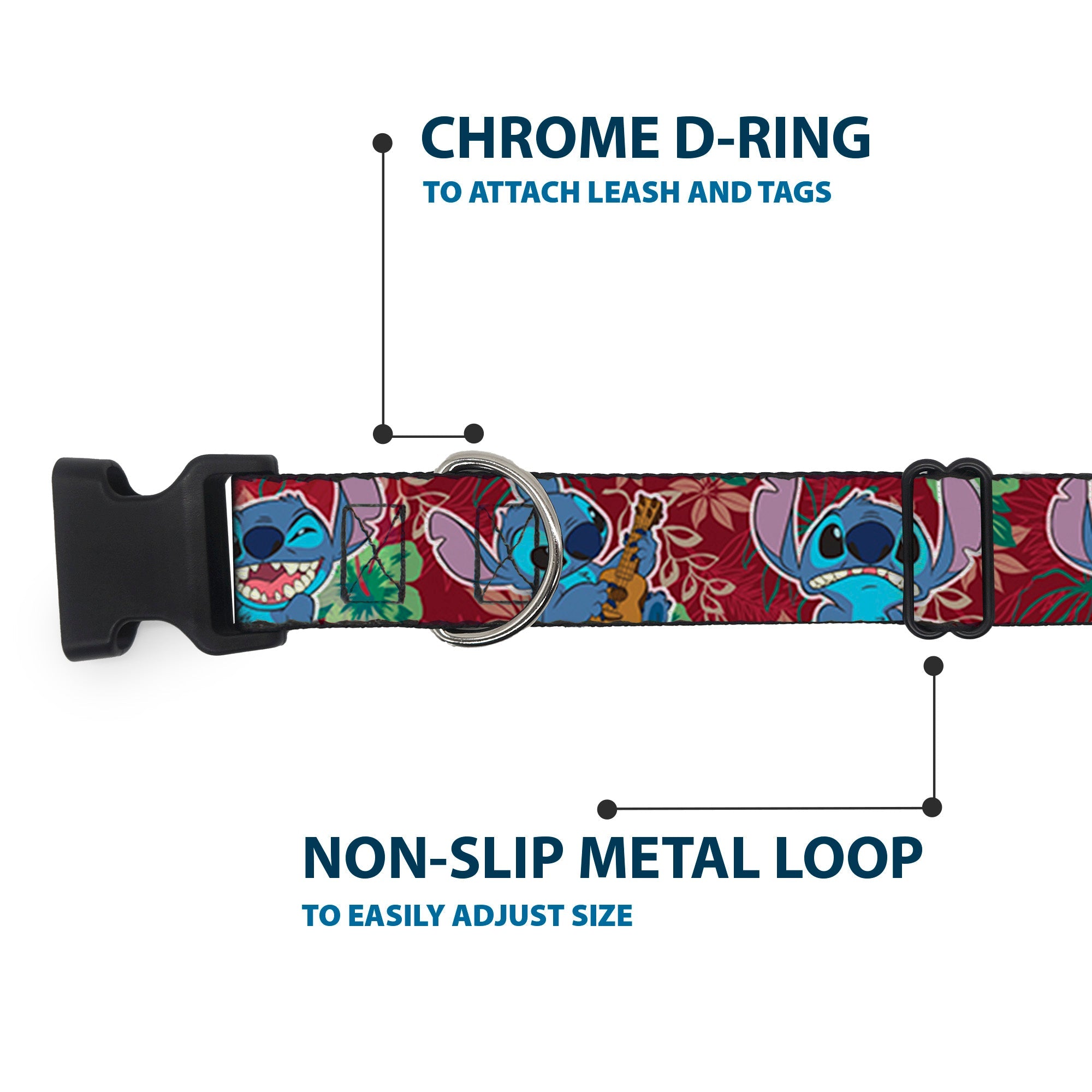 Plastic Clip Collar - Stitch 6-Expressions Tropical Flora Burgundy Reds/Greens