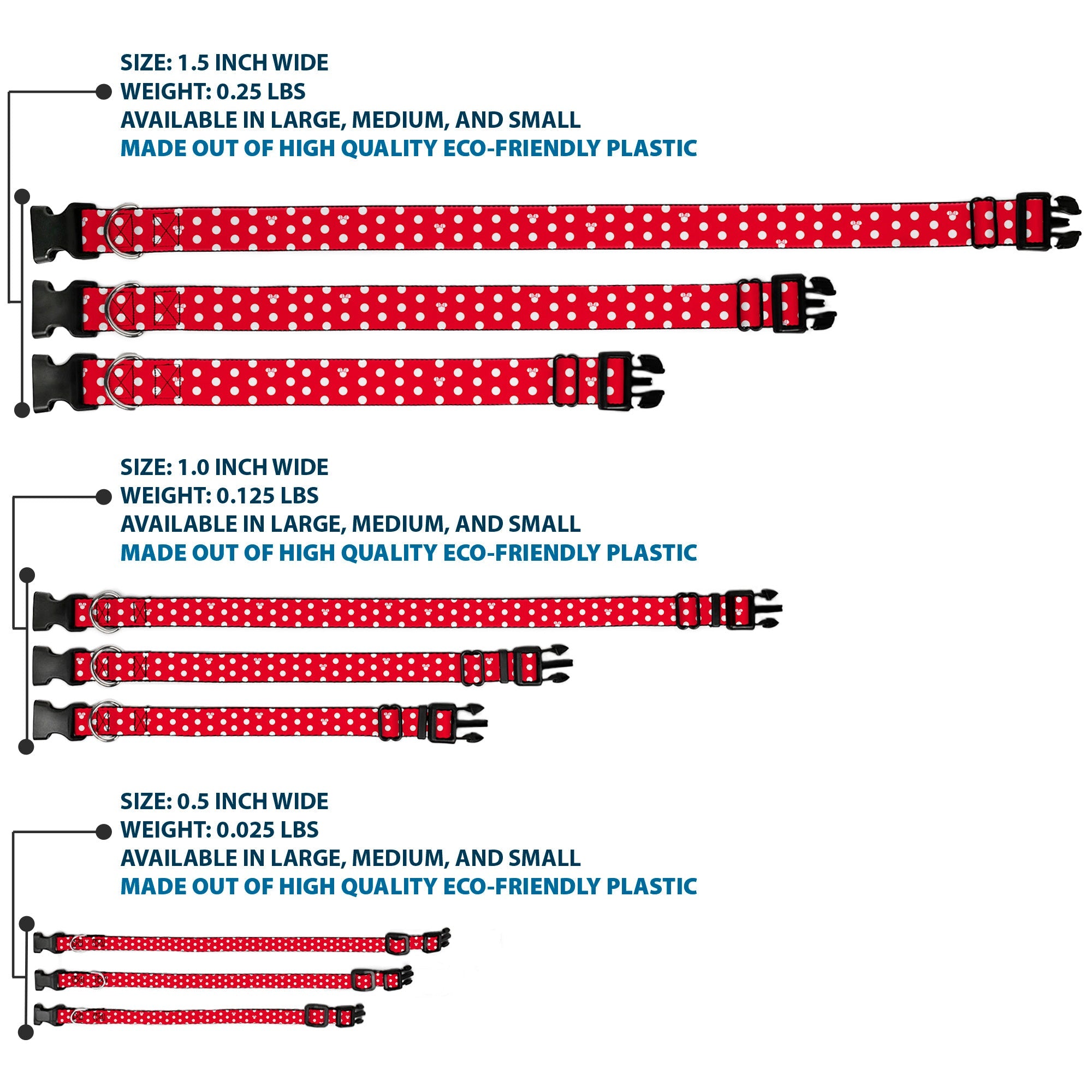 Plastic Clip Collar - Minnie Mouse Polka Dot/Mini Silhouette Red/White