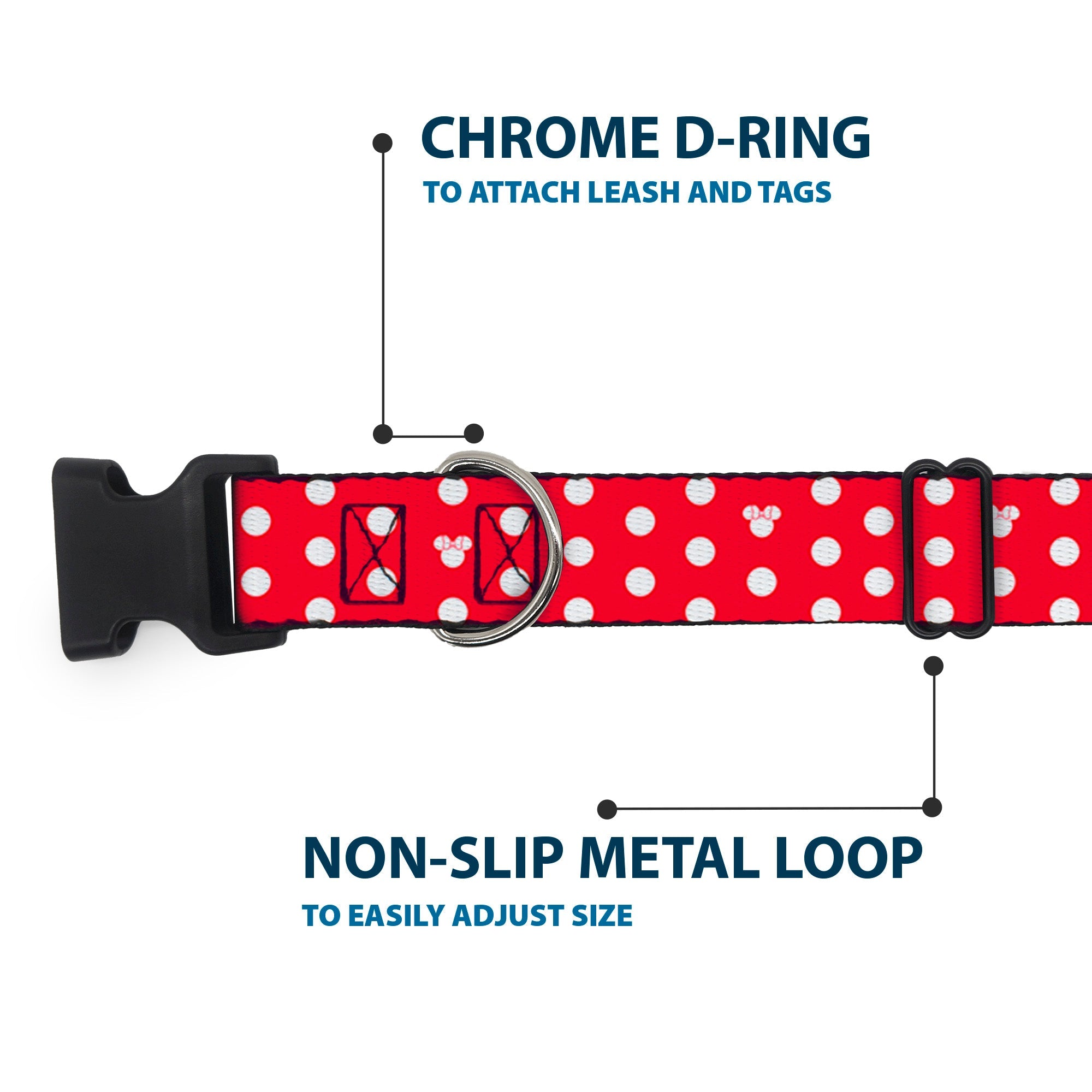 Plastic Clip Collar - Minnie Mouse Polka Dot/Mini Silhouette Red/White