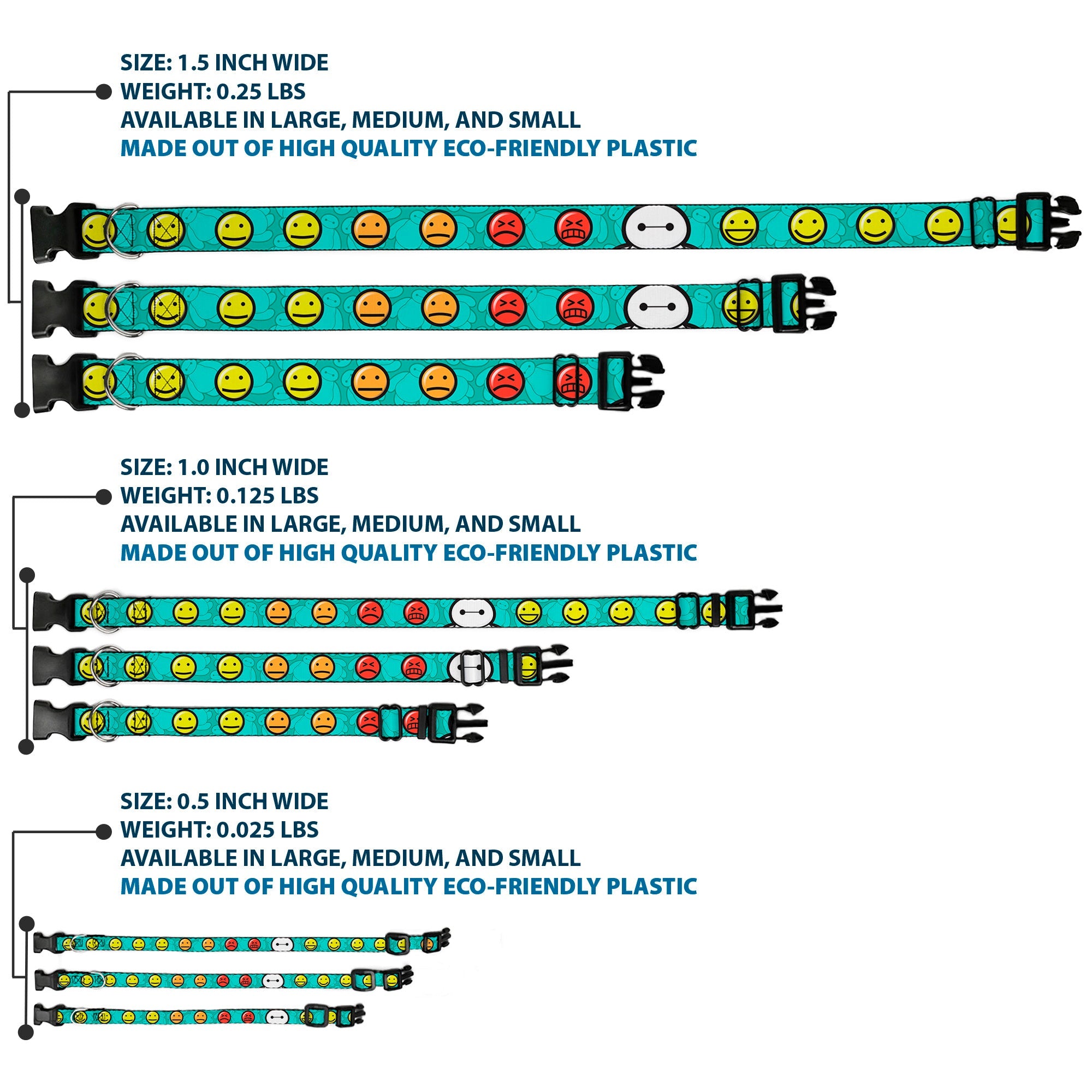 Plastic Clip Collar - Baymax/Mood Expressions/Baymax Scattered Turquoise
