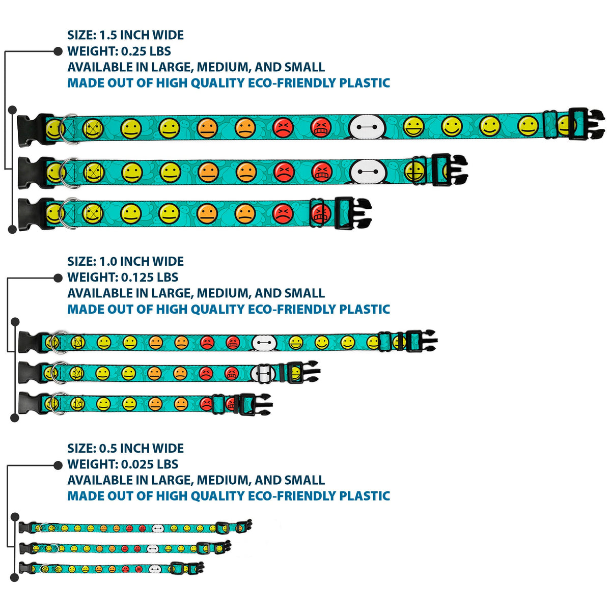 Plastic Clip Collar - Baymax/Mood Expressions/Baymax Scattered Turquoise