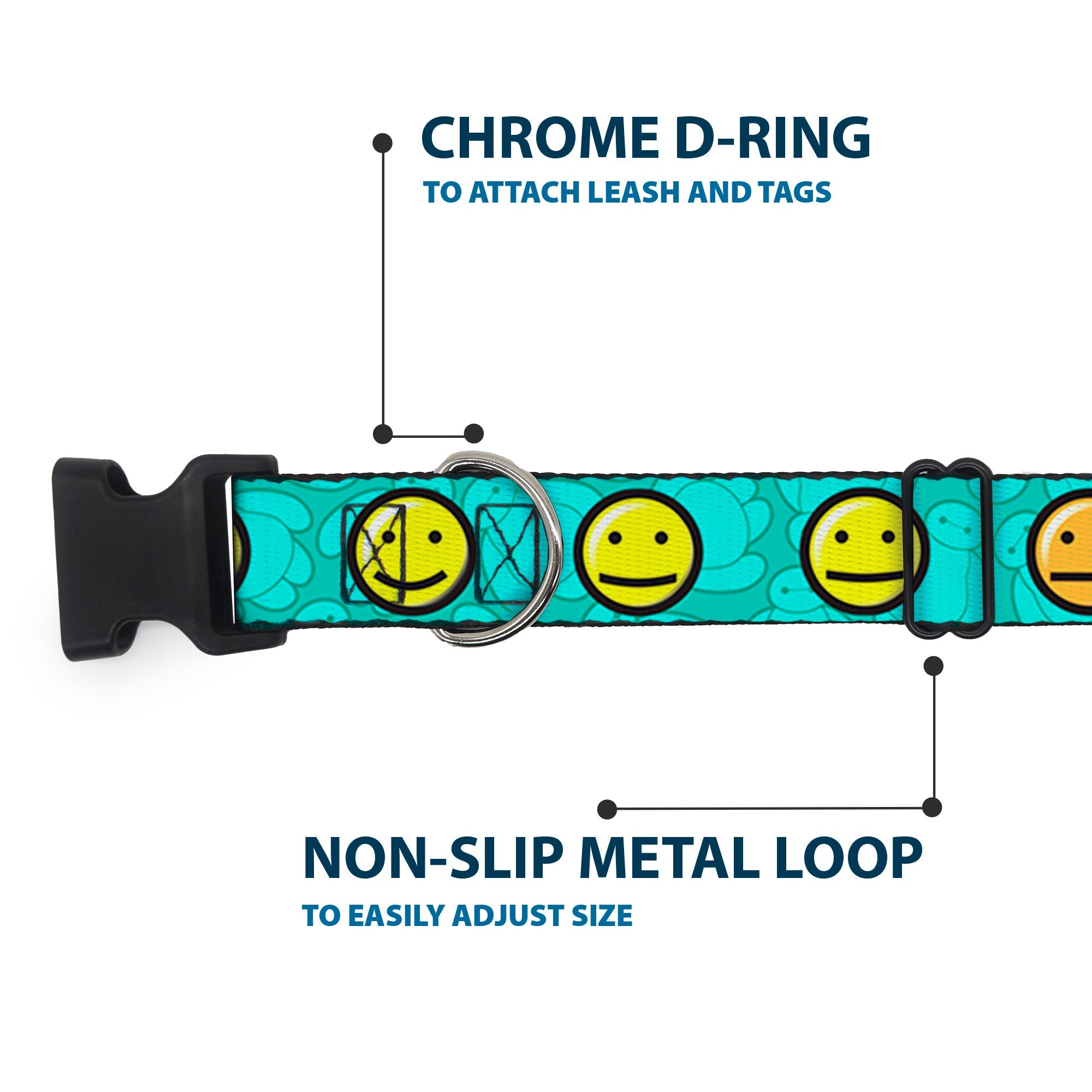 Plastic Clip Collar - Baymax/Mood Expressions/Baymax Scattered Turquoise