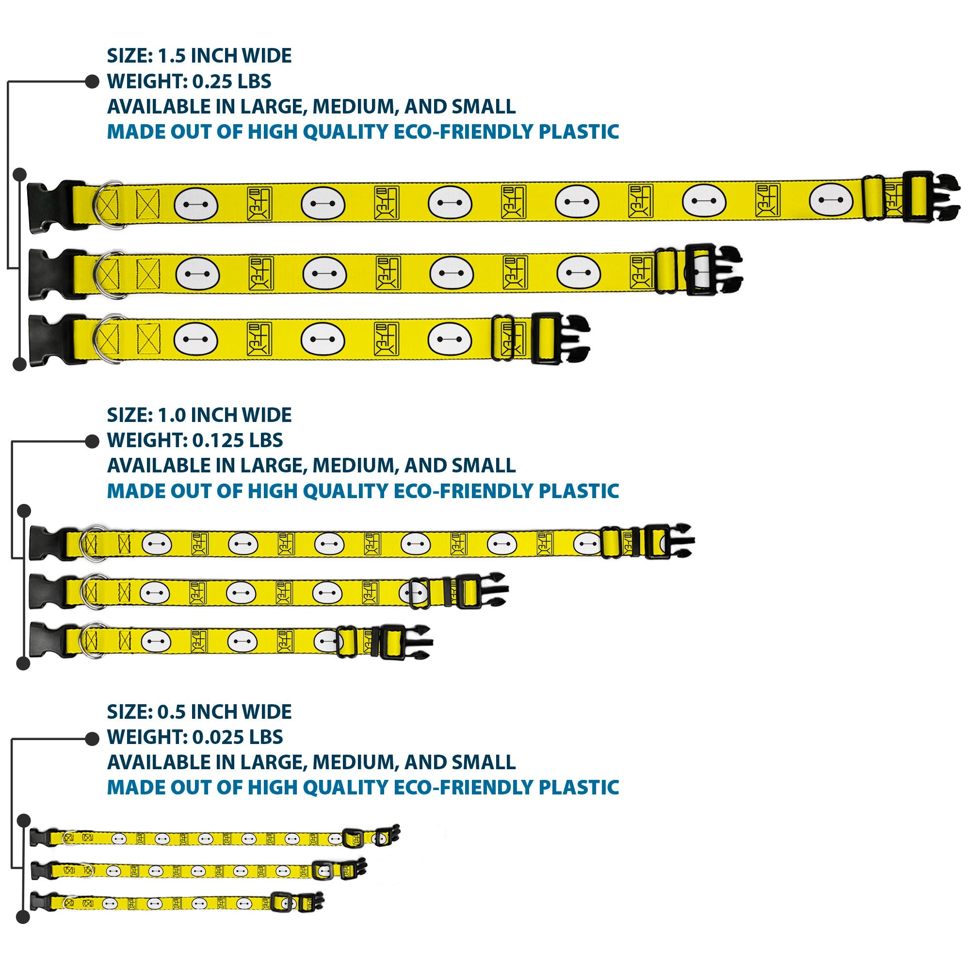 Plastic Clip Collar - BAYMAX Hanko/Face Yellow/Black/White
