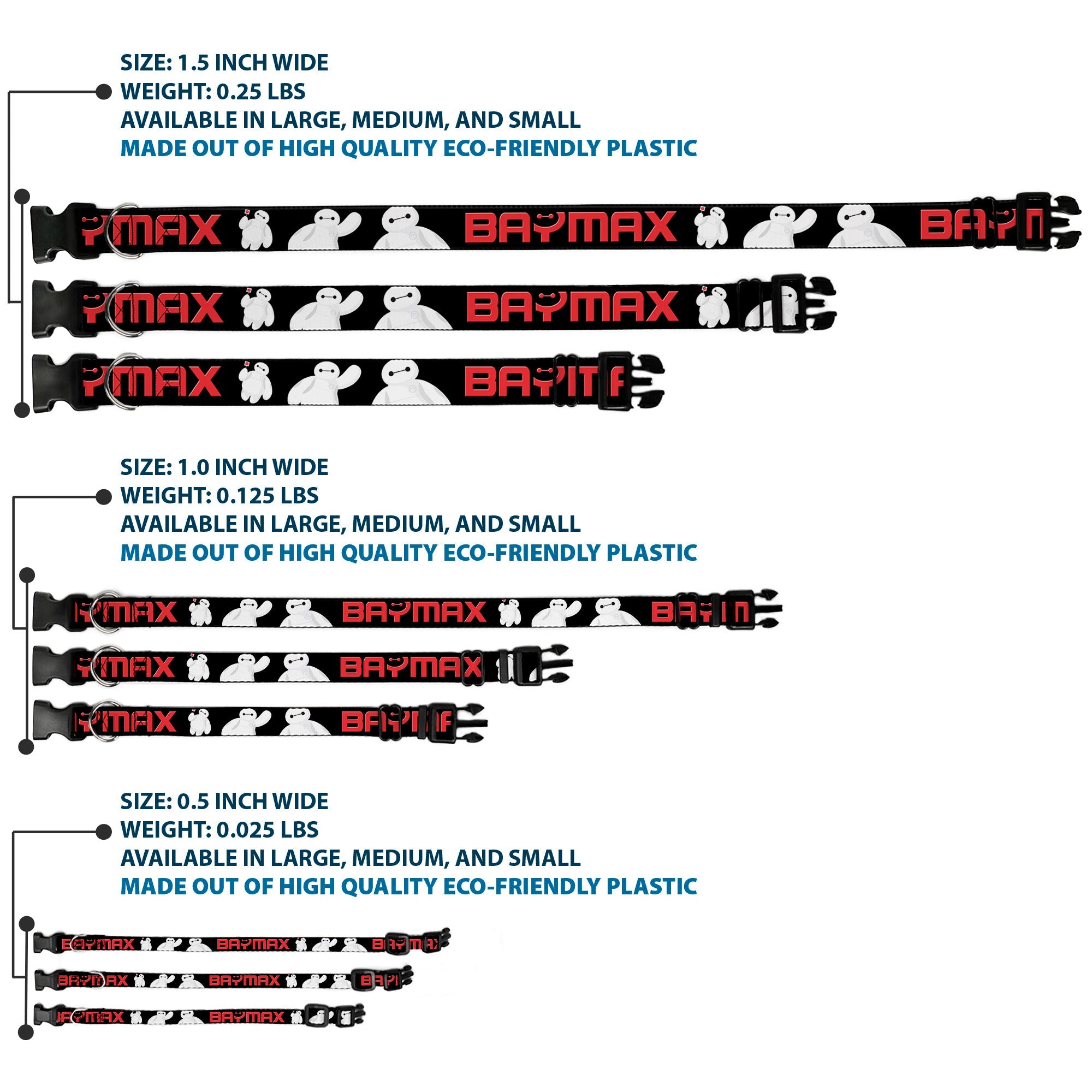 Plastic Clip Collar - BAYMAX Poses Black/White/Red