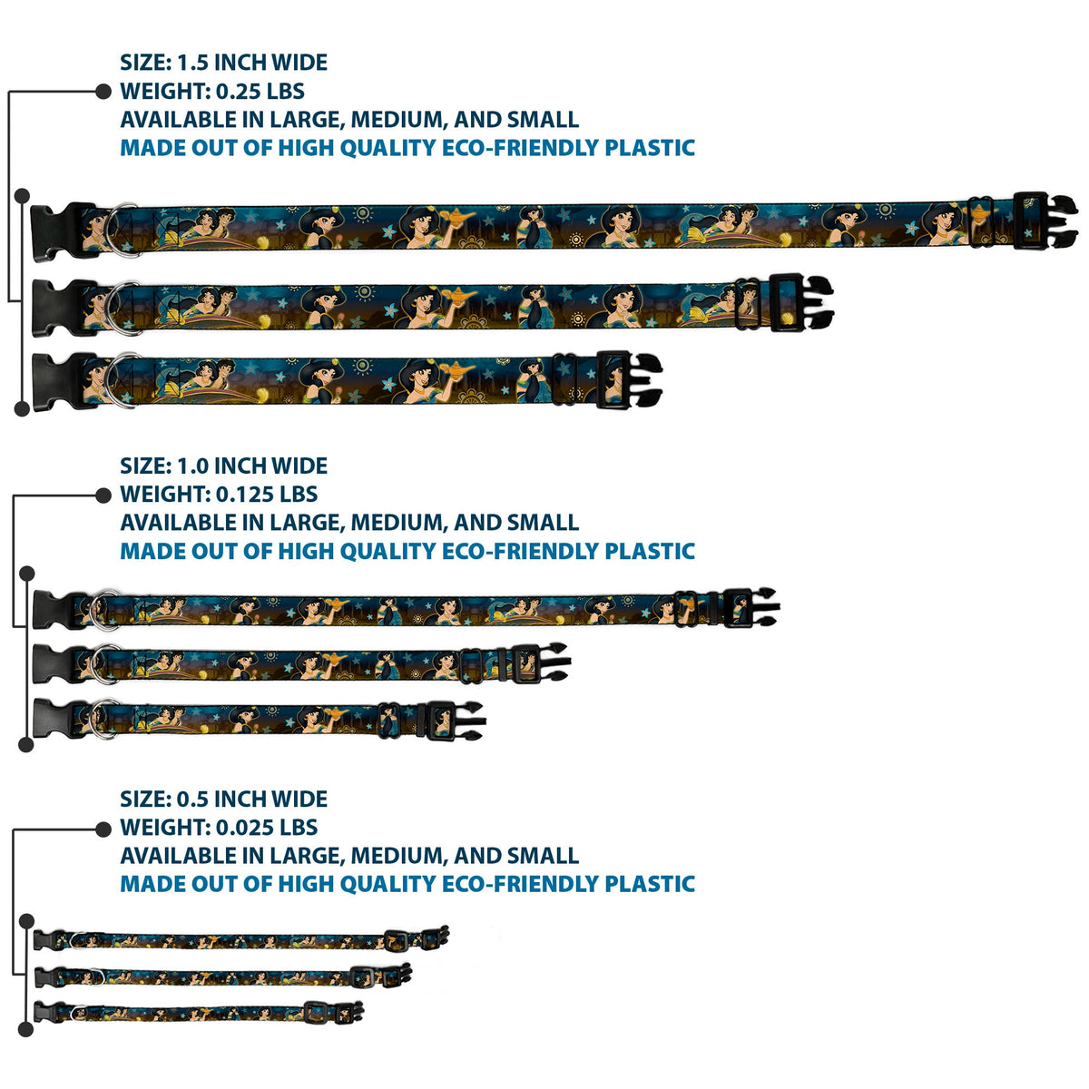 Plastic Clip Collar - Jasmine & Aladdin Carpet Ride/Jasmine Poses/Flowers