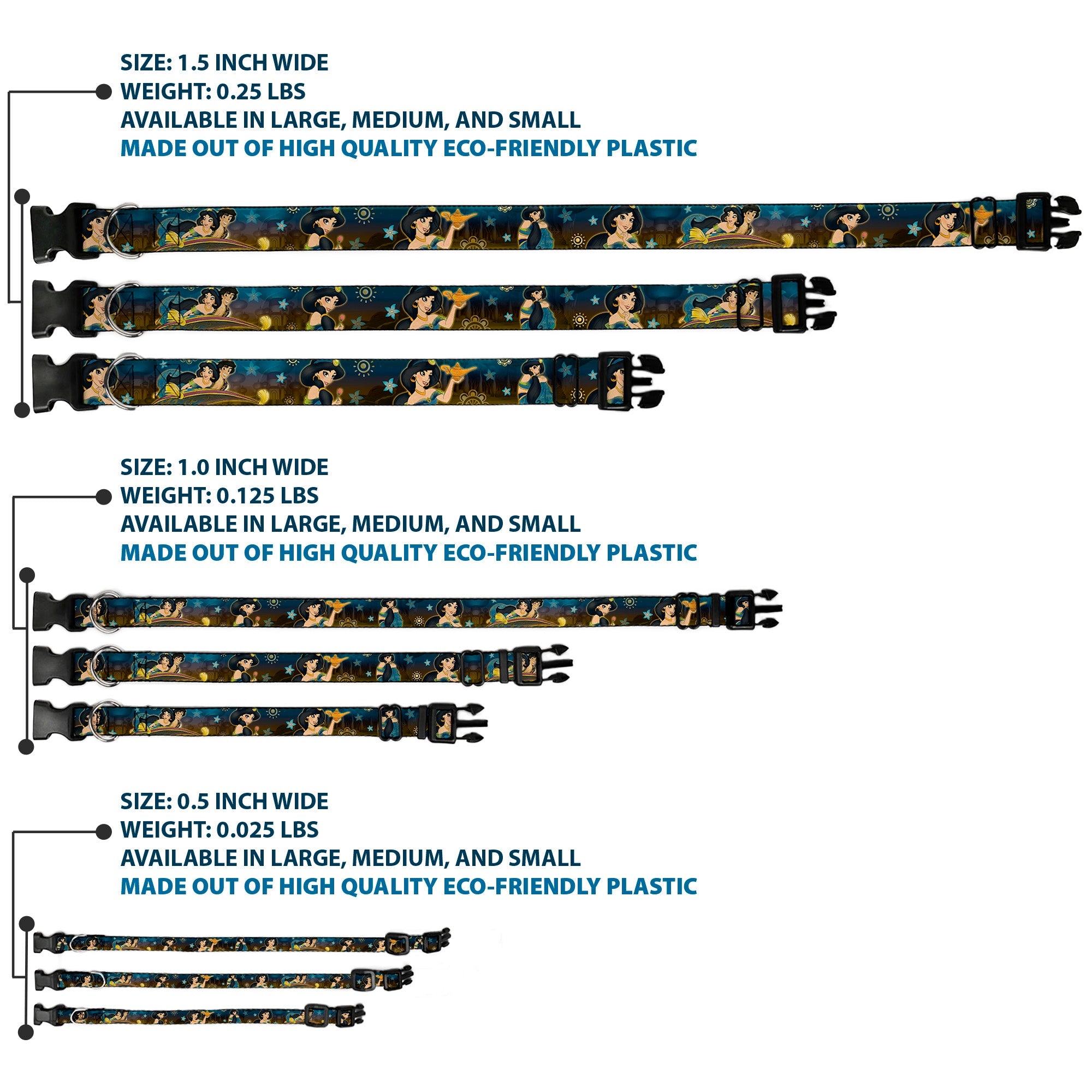 Plastic Clip Collar - Jasmine & Aladdin Carpet Ride/Jasmine Poses/Flowers