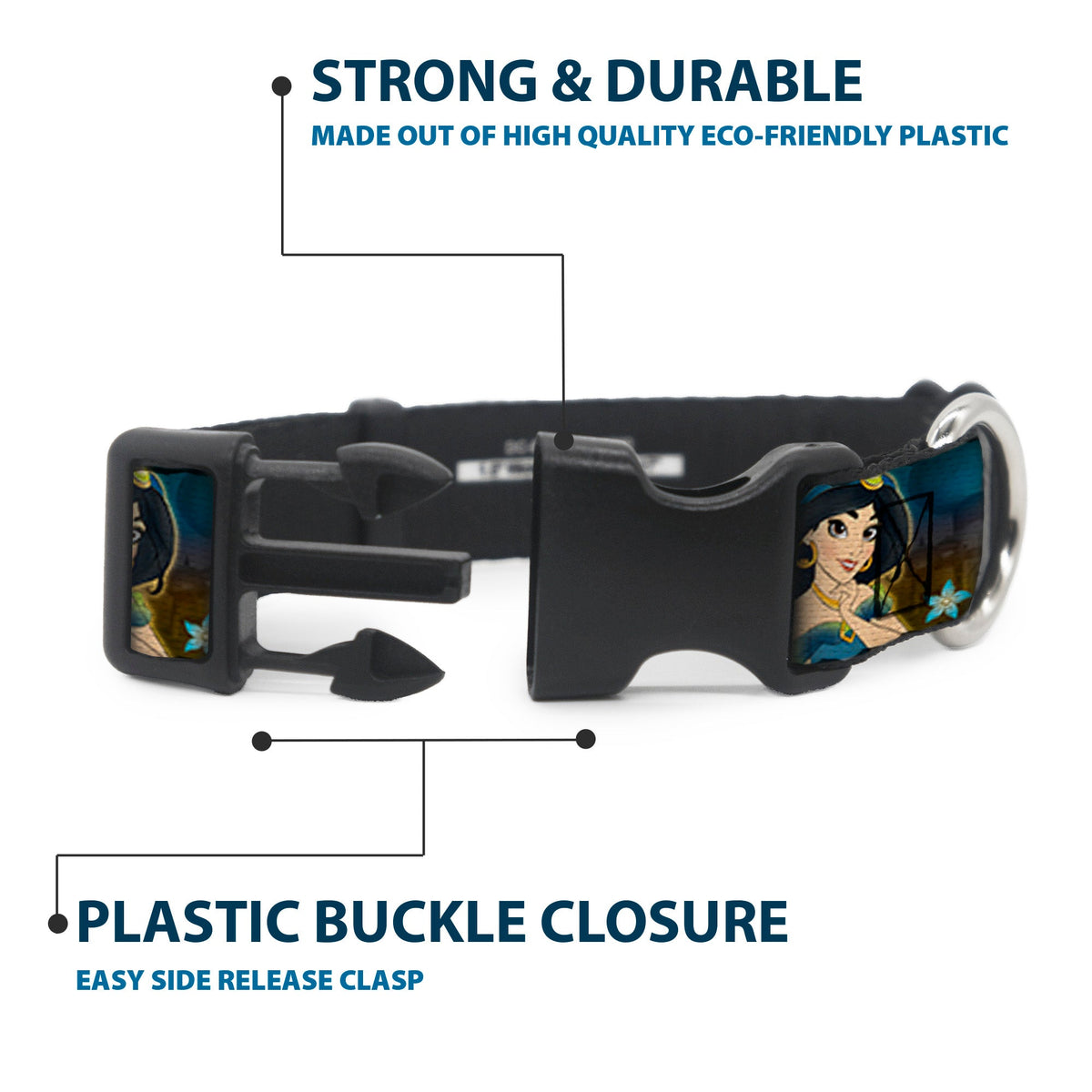 Plastic Clip Collar - Jasmine & Aladdin Carpet Ride/Jasmine Poses/Flowers