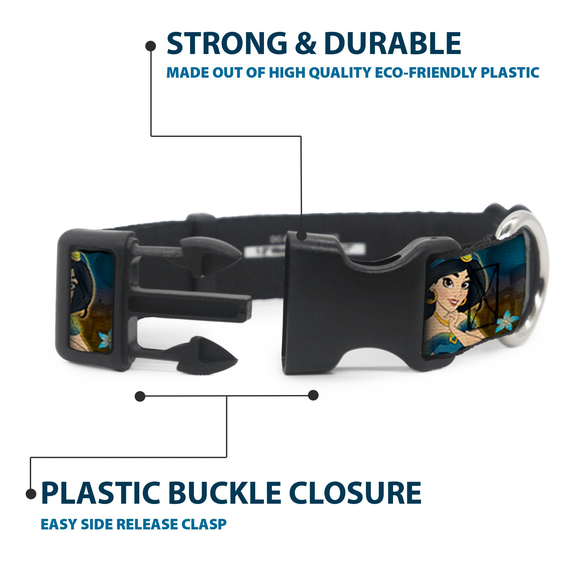 Plastic Clip Collar - Jasmine & Aladdin Carpet Ride/Jasmine Poses/Flowers