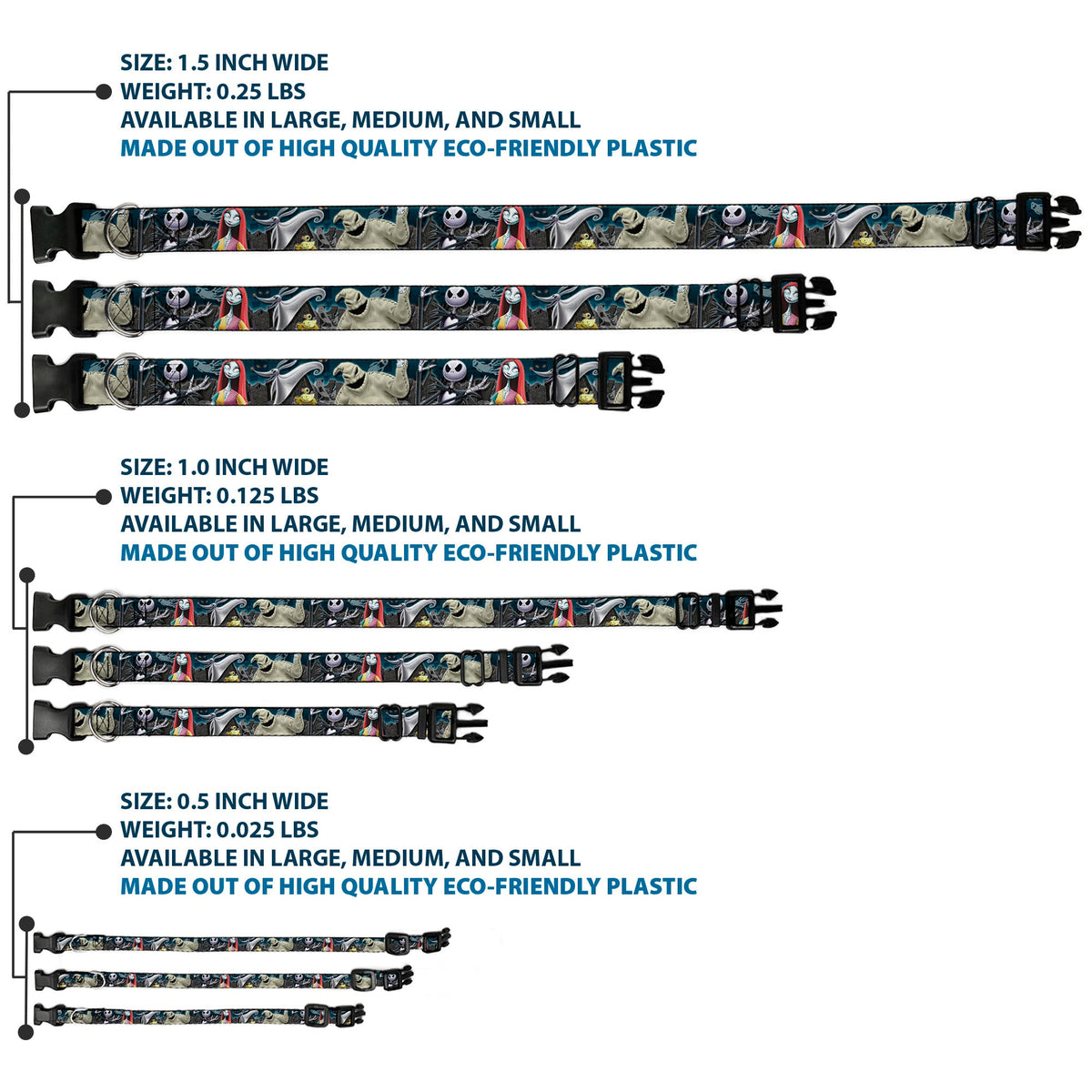 Plastic Clip Collar - Nightmare Before Christmas 4-Character Group/Cemetery Scene