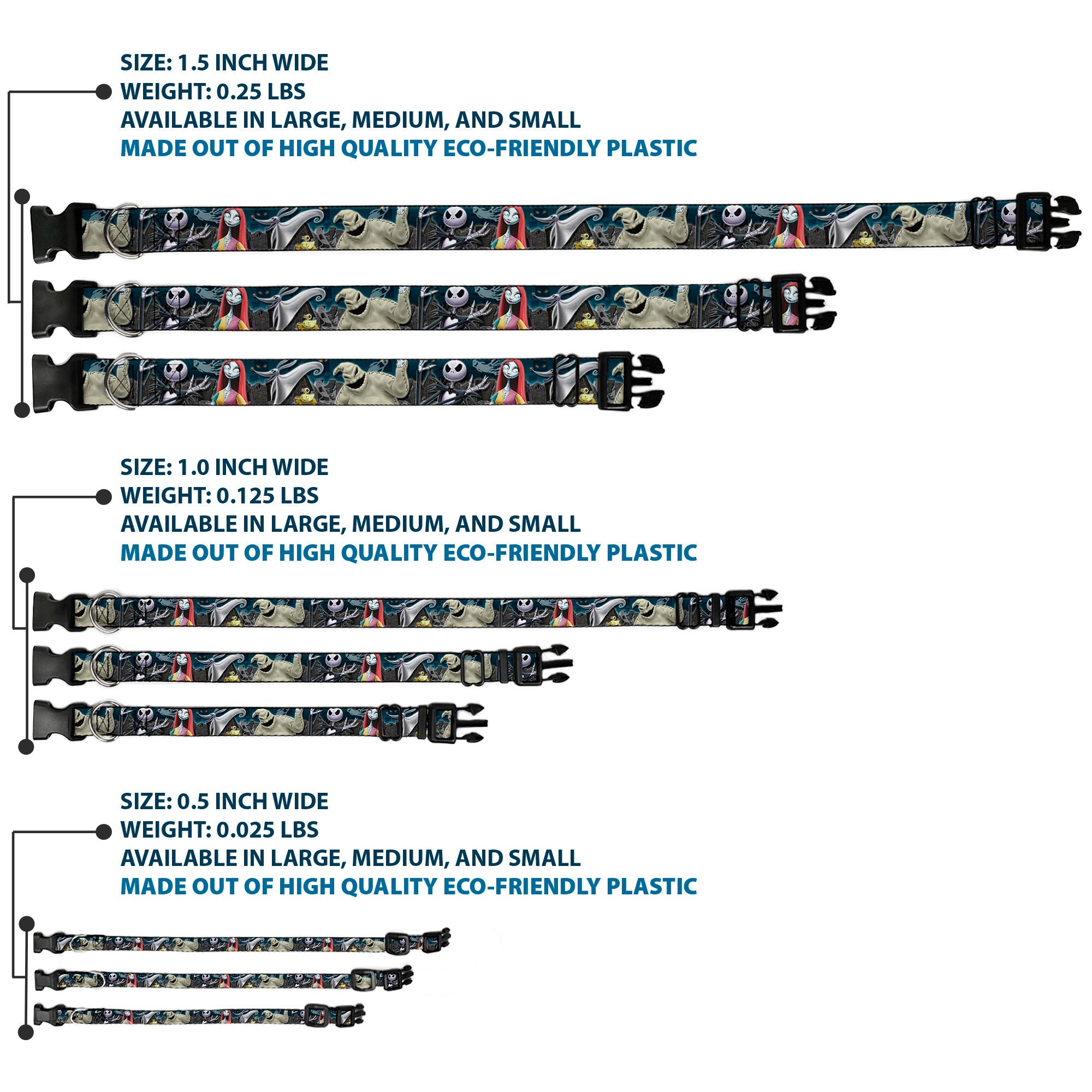 Plastic Clip Collar - Nightmare Before Christmas 4-Character Group/Cemetery Scene
