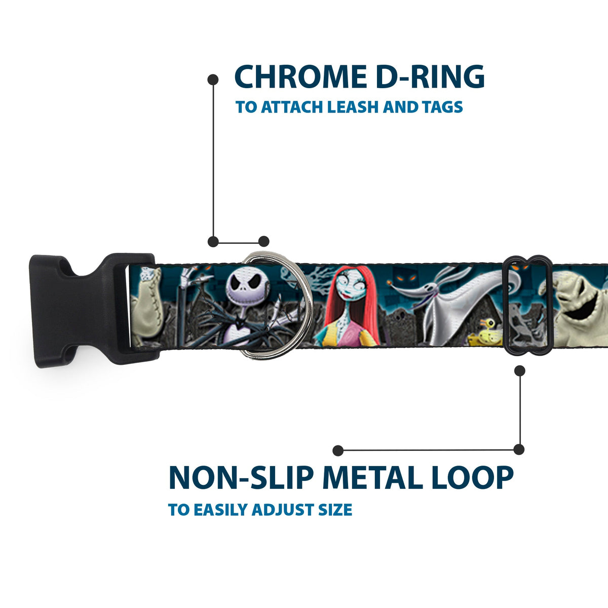 Plastic Clip Collar - Nightmare Before Christmas 4-Character Group/Cemetery Scene