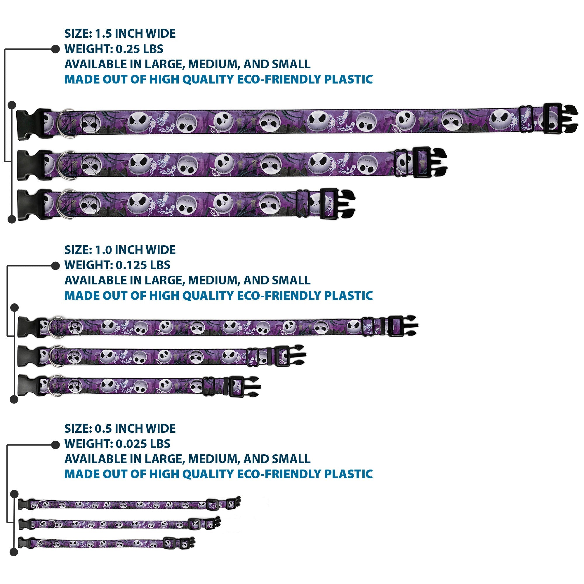 Plastic Clip Collar - Jack Expressions/Ghosts in Cemetery Purples/Grays/White