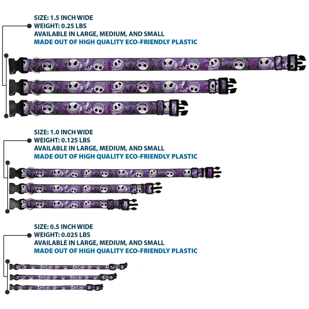 Plastic Clip Collar - Jack Expressions/Ghosts in Cemetery Purples/Grays/White