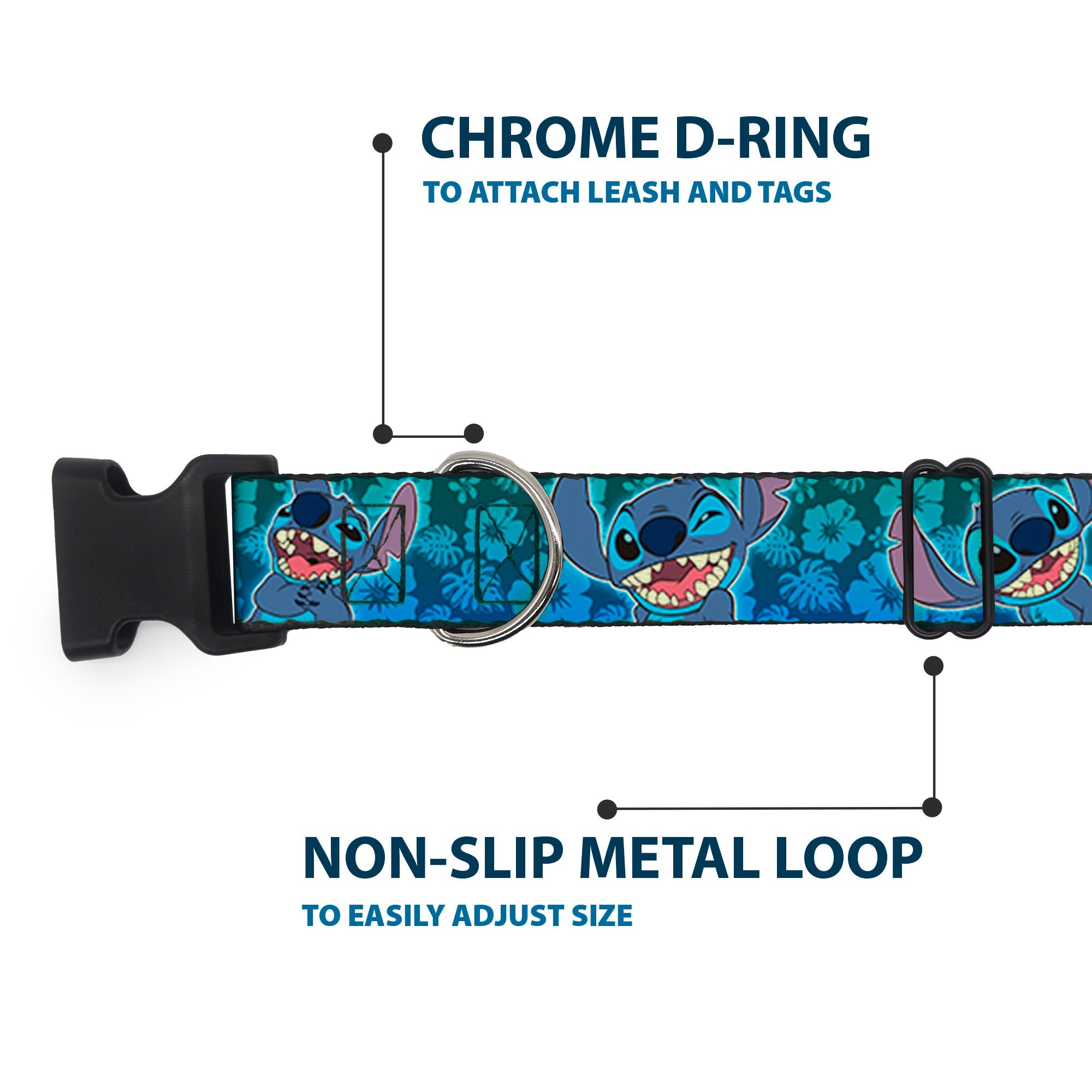 Plastic Clip Collar - Stitch Expressions/Hibiscus Collage Green-Blue Fade