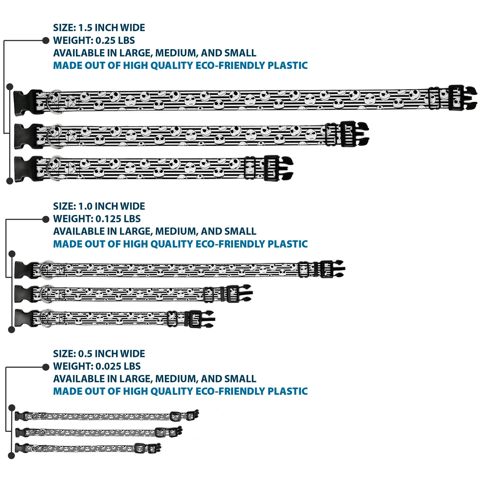 Plastic Clip Collar - Jack Expressions/Stripe White/Black