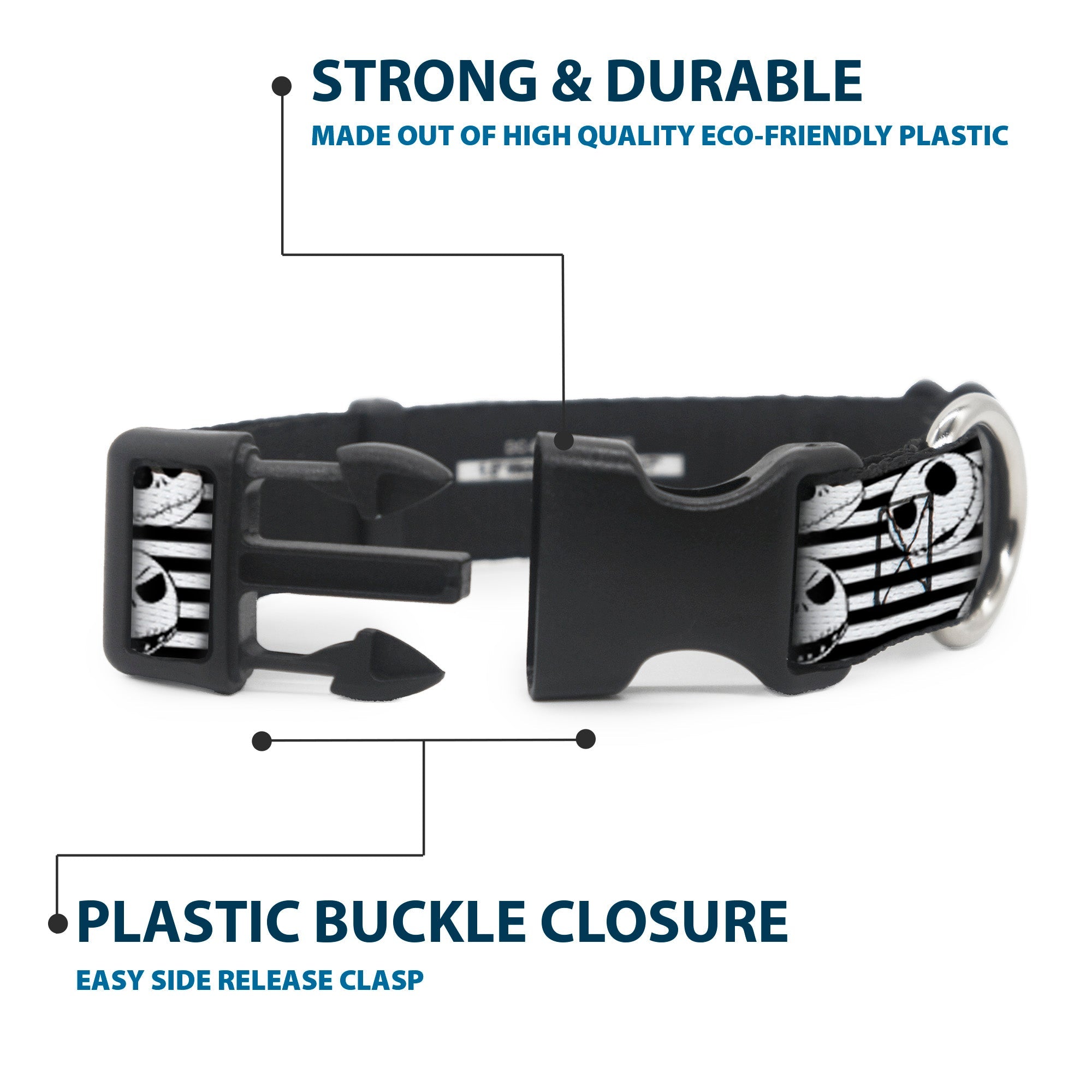 Plastic Clip Collar - Jack Expressions/Stripe White/Black