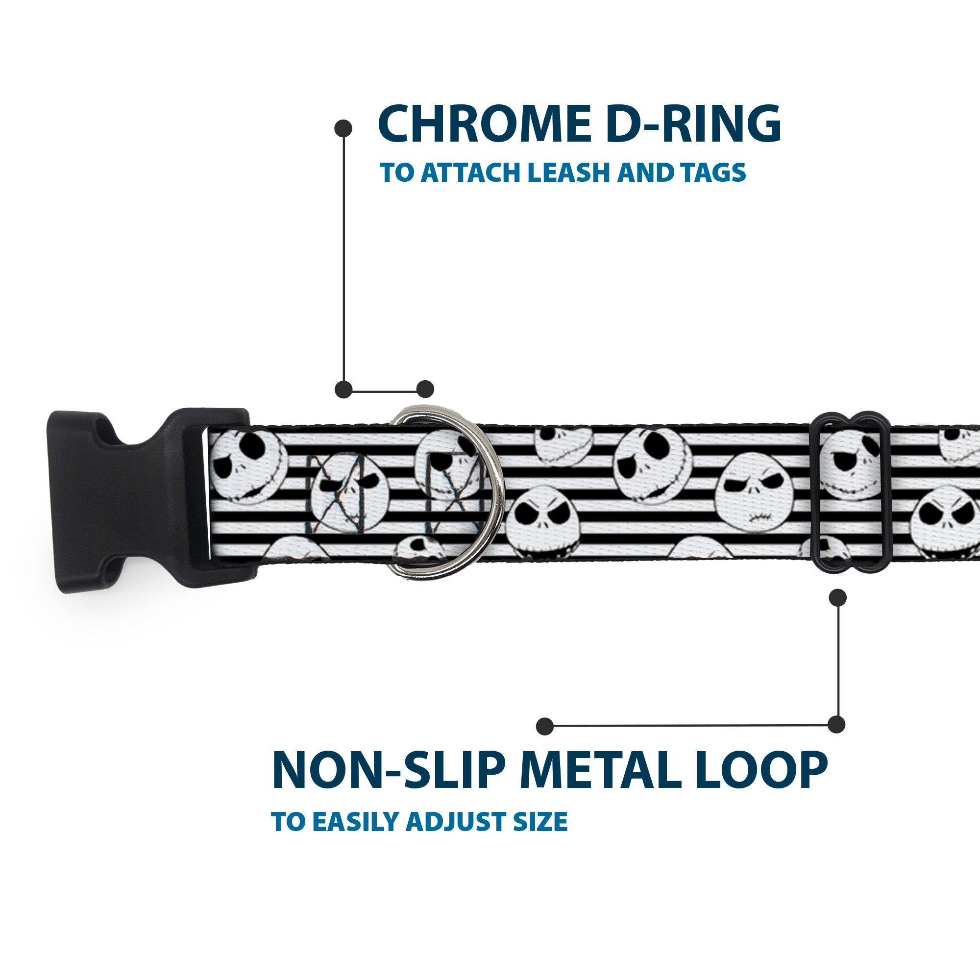 Plastic Clip Collar - Jack Expressions/Stripe White/Black