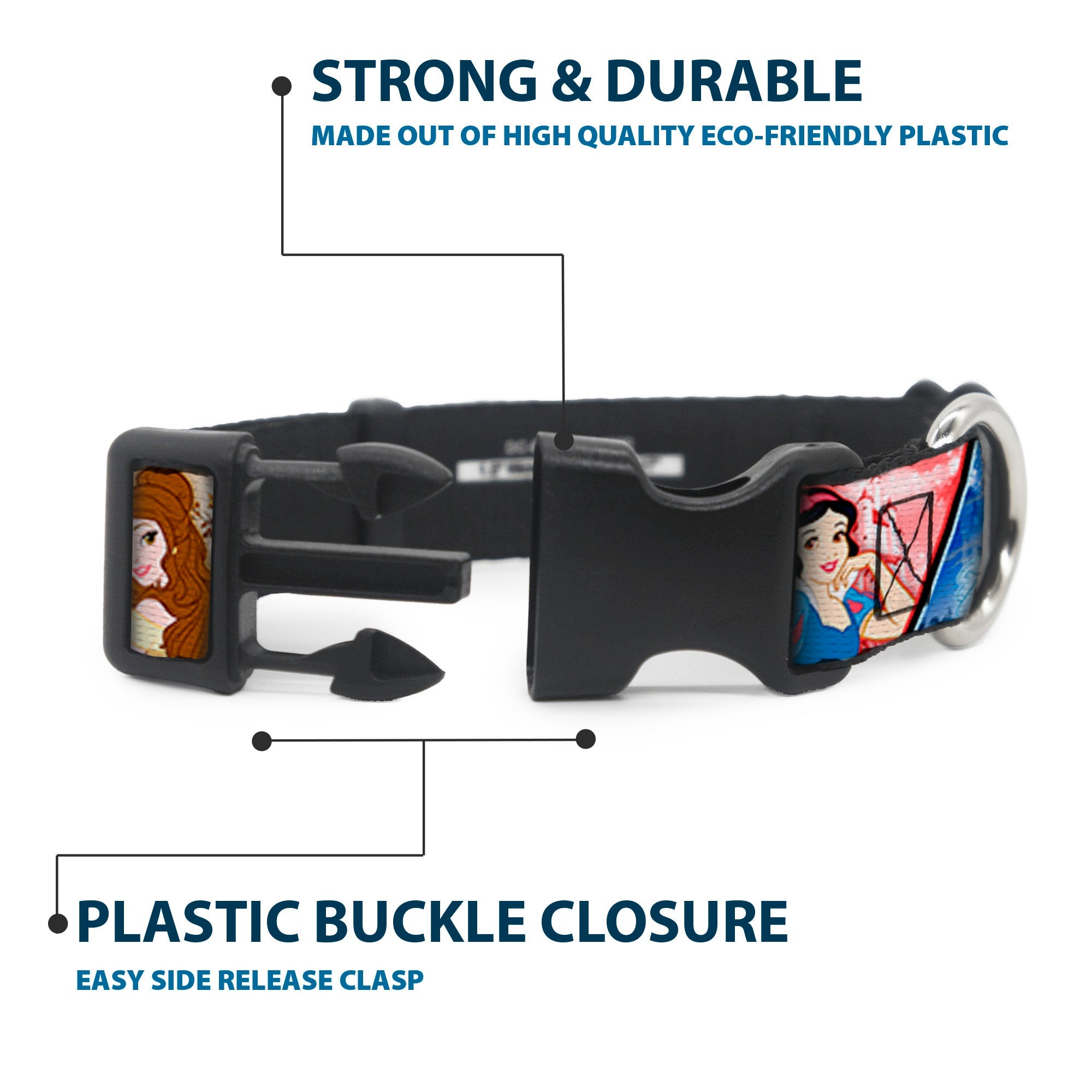 Plastic Clip Collar - Disney Princess Poses/Castle Blocks