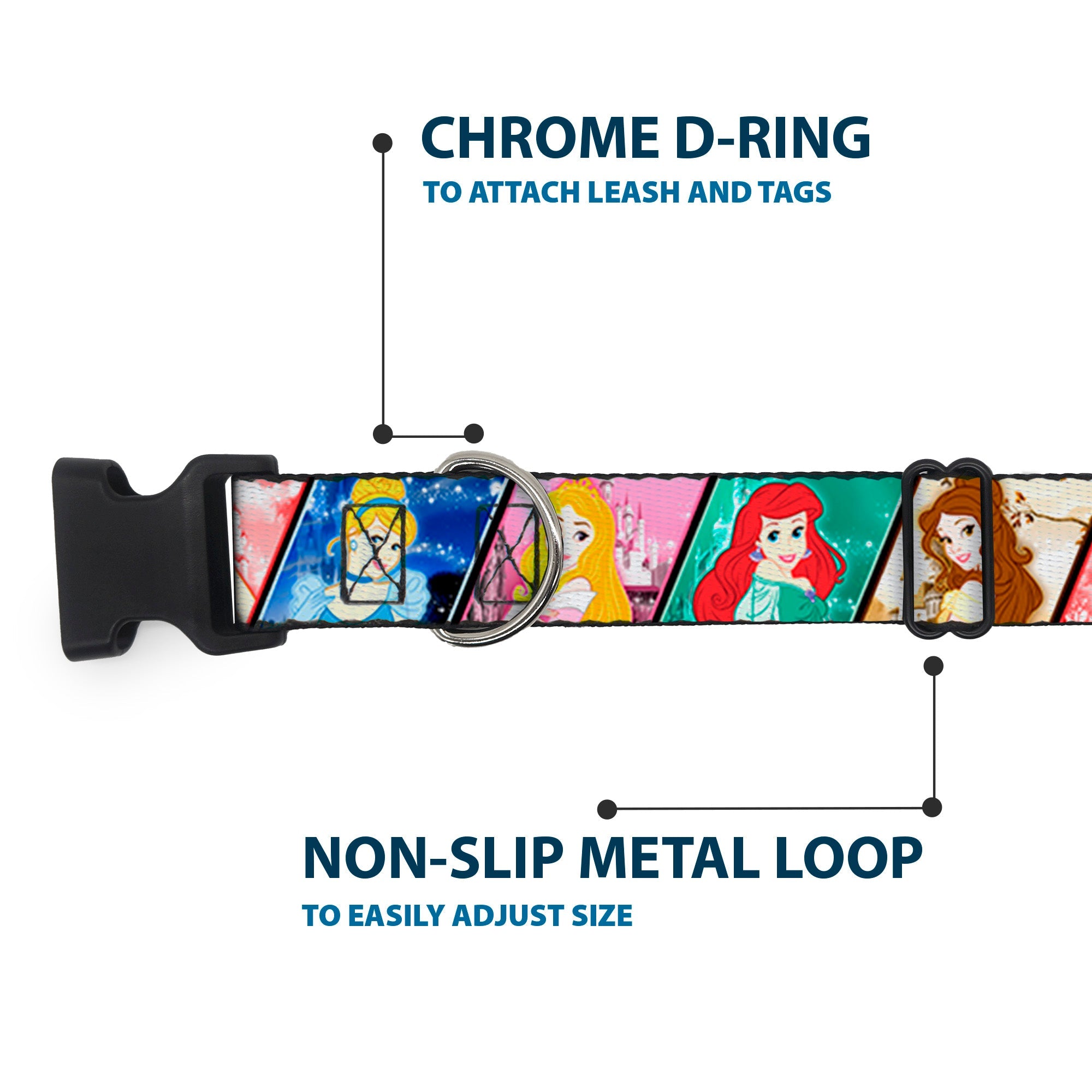 Plastic Clip Collar - Disney Princess Poses/Castle Blocks